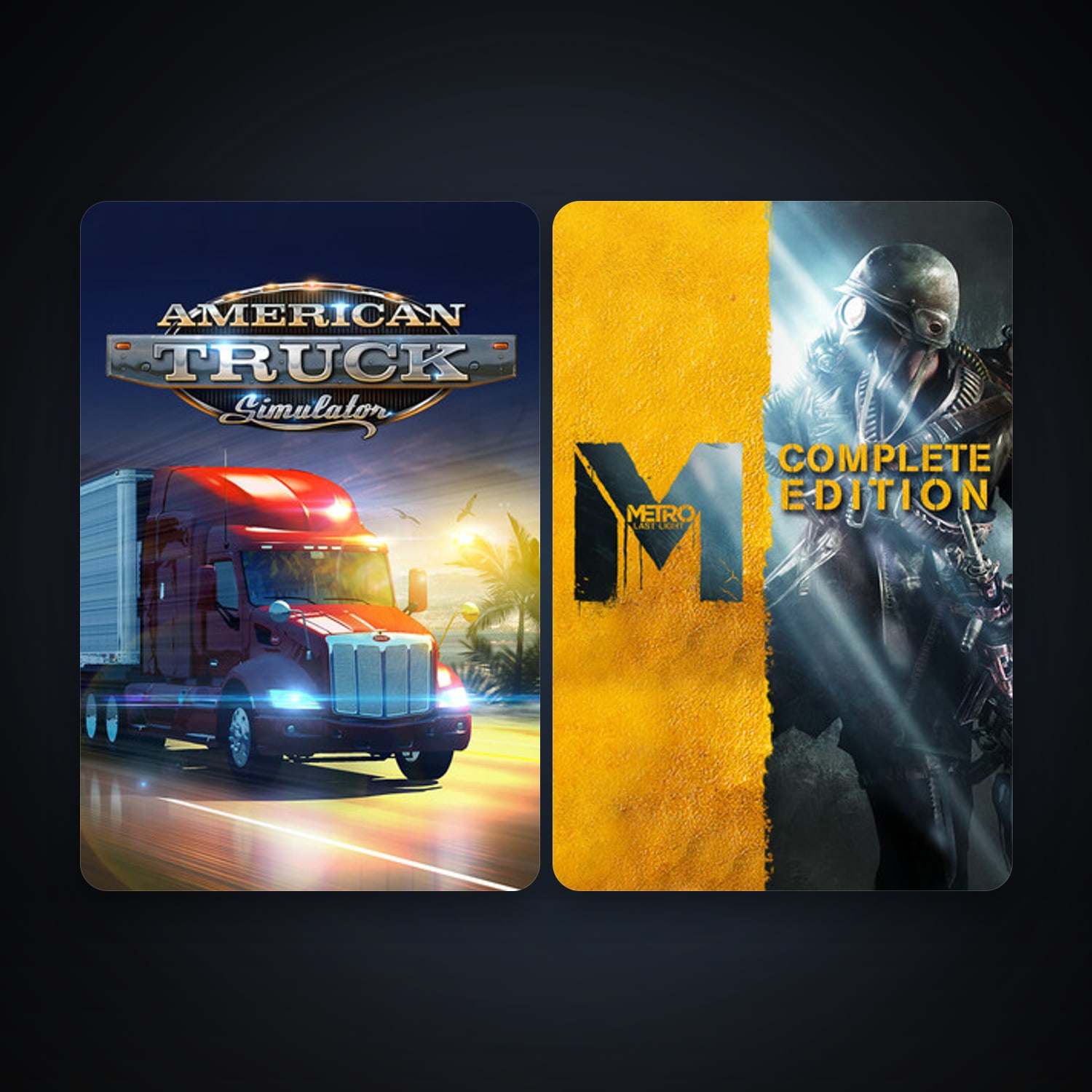 Metro: Last Light + American Truck Simulator, 3 games, clean — HabibiAccounts