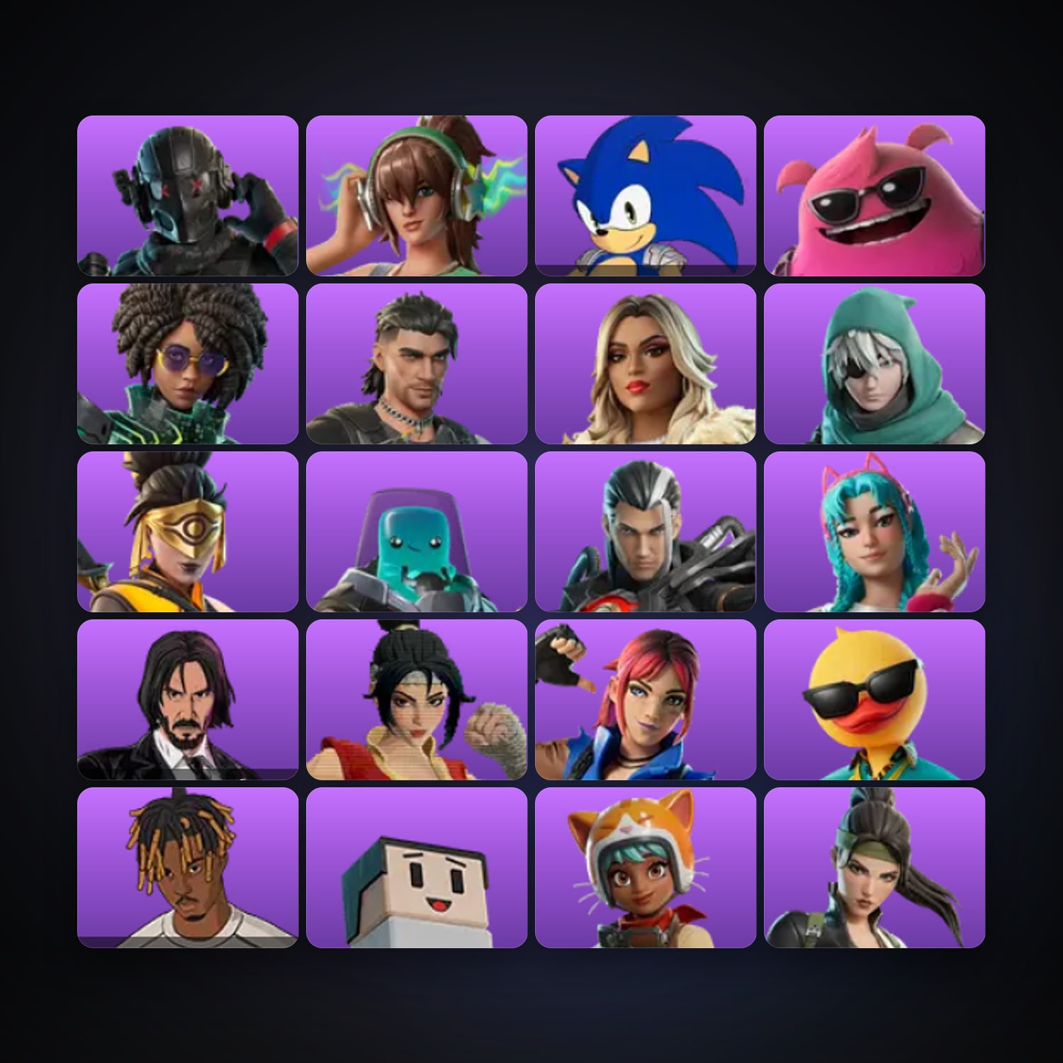 Fortnite locker — 22 skins — 700 V-Bucks — lvl 489 — HabibiAccounts