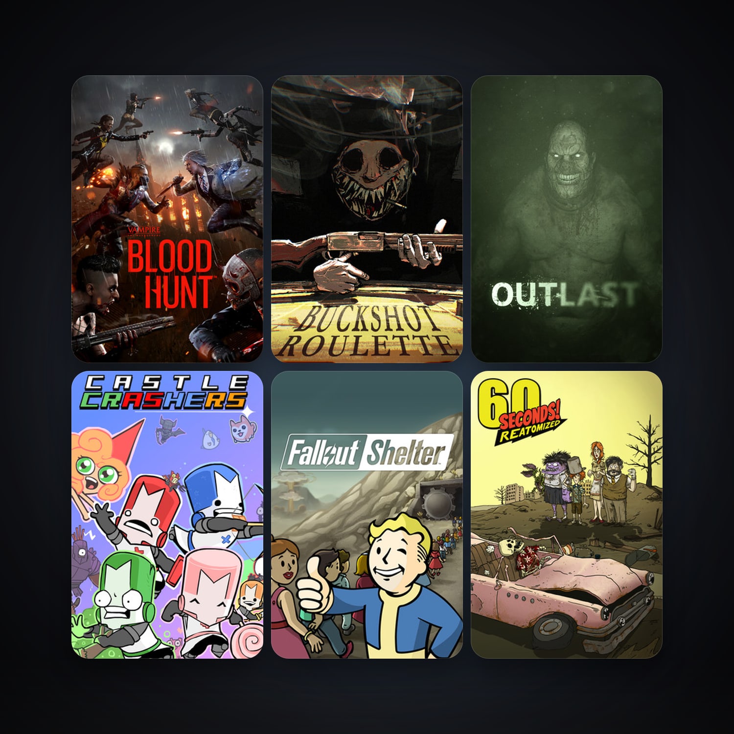 Castle Crashers + Outlast, 7 games, clean — HabibiAccounts