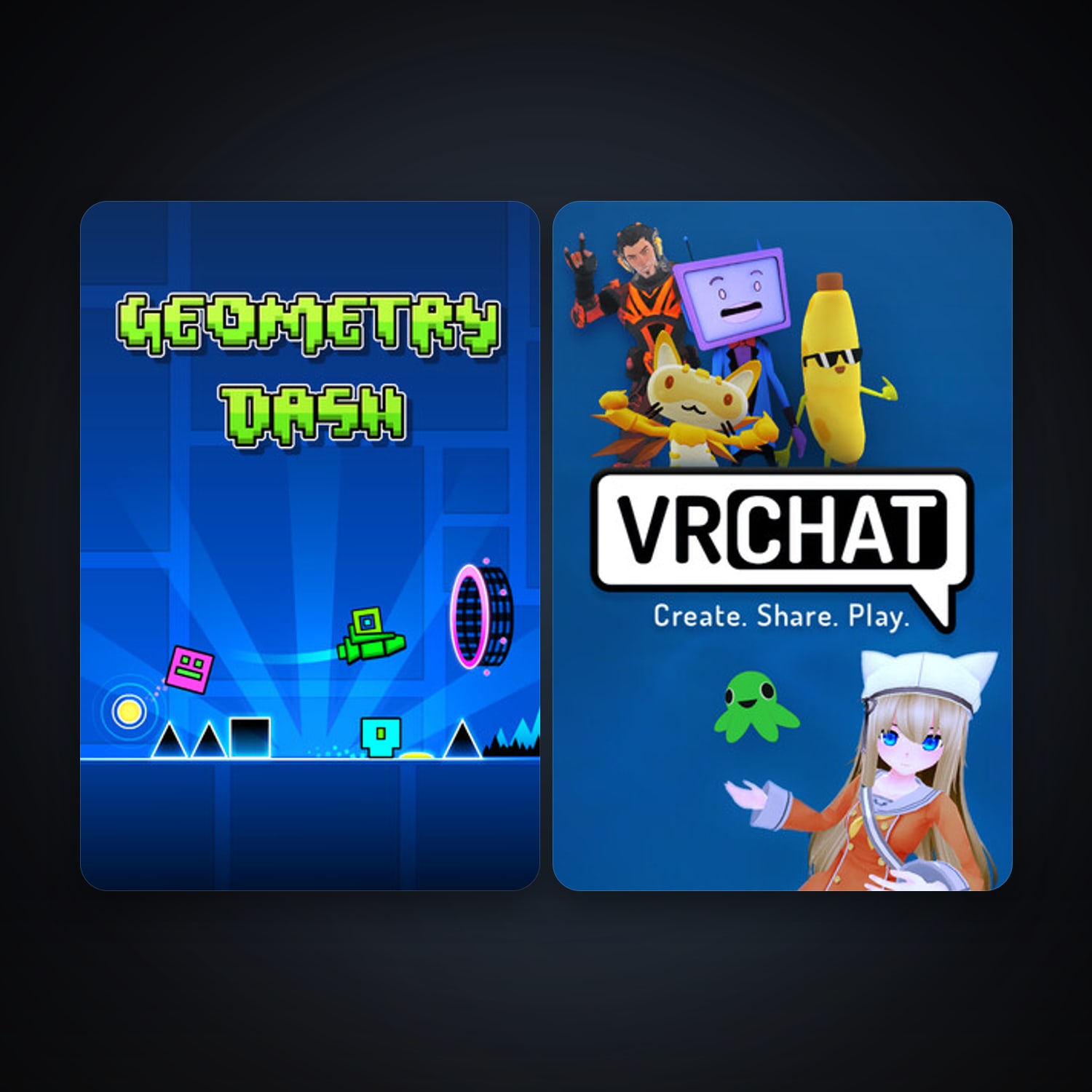 هالحساب ستيم فلين، Geometry Dash وVRChat، 3 لعبة، صامد واضح — HabibiAccounts