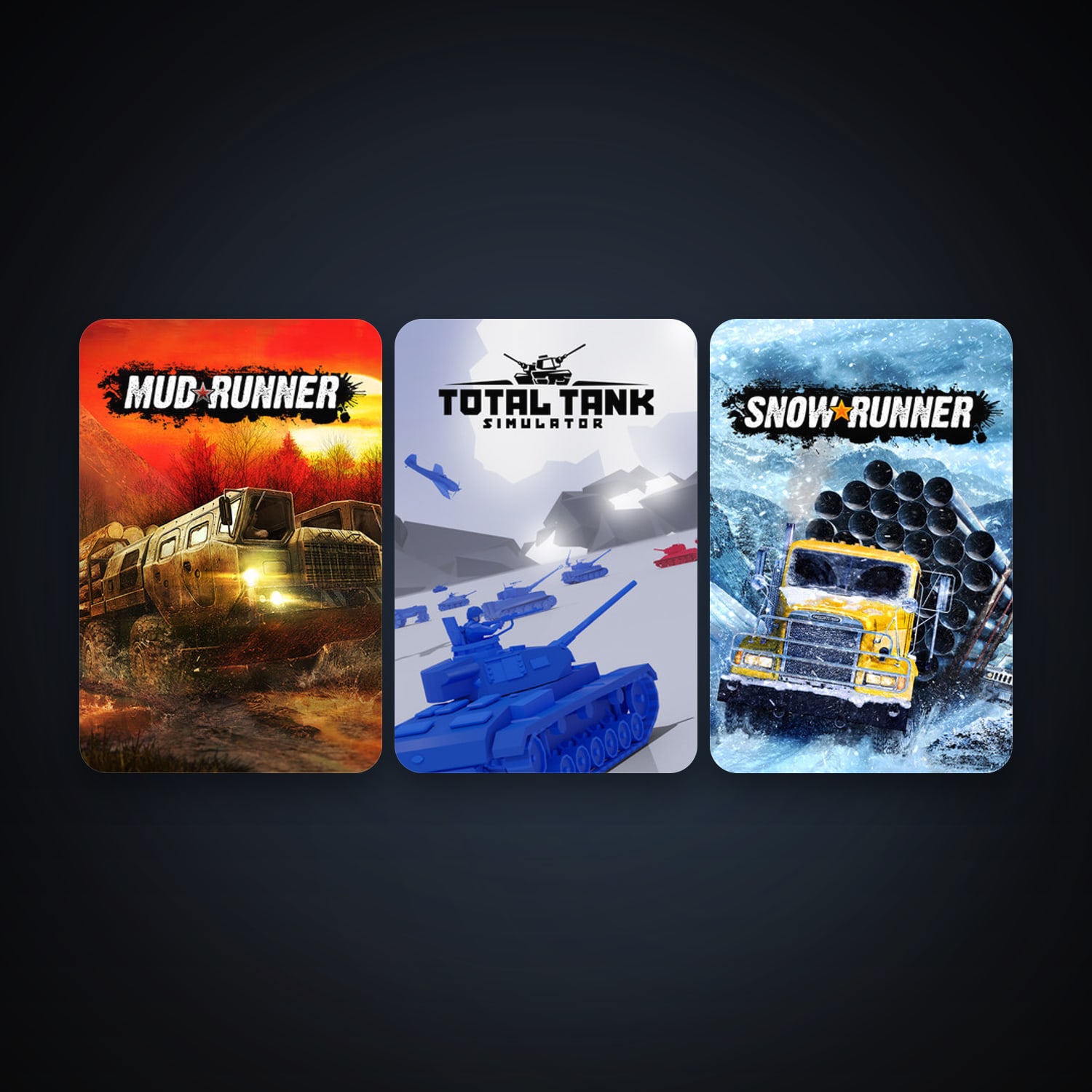 Total Tank Simulator + Spintires: MudRunner, 3 games, clean — HabibiAccounts