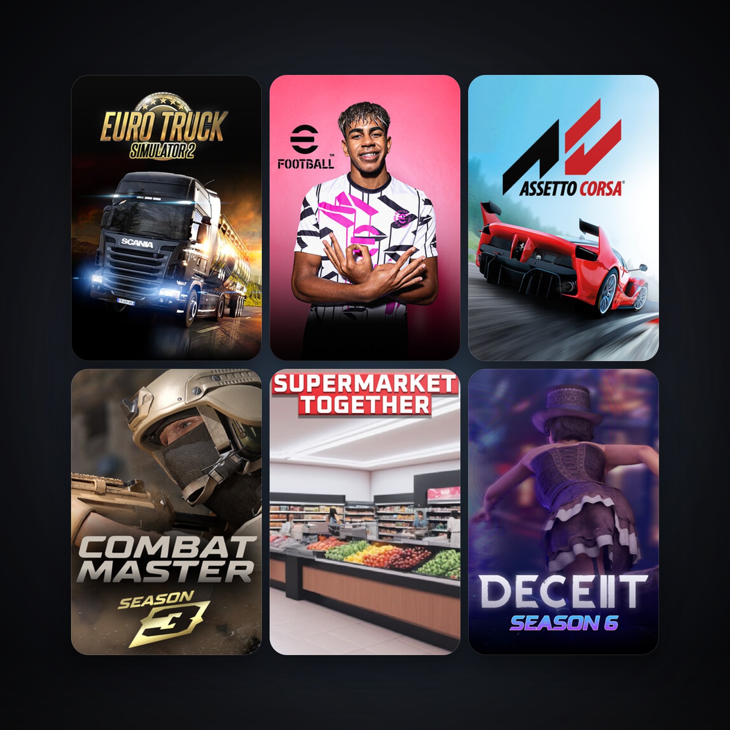 Euro Truck Simulator 2 & eFootball 2024 | 26 Games | Clean — HabibiAccounts