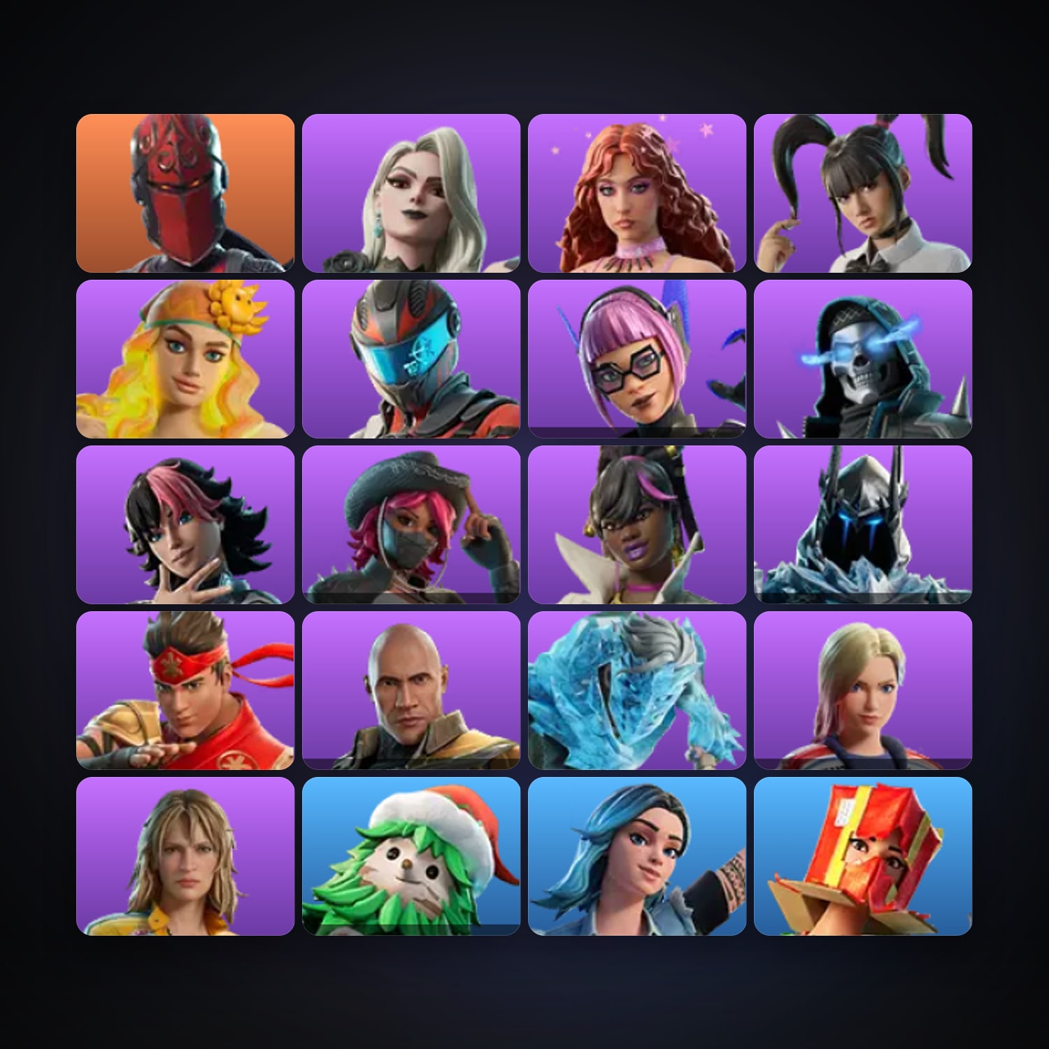 Fortnite locker — 20 skins — 100 V-Bucks — lvl 93 — HabibiAccounts