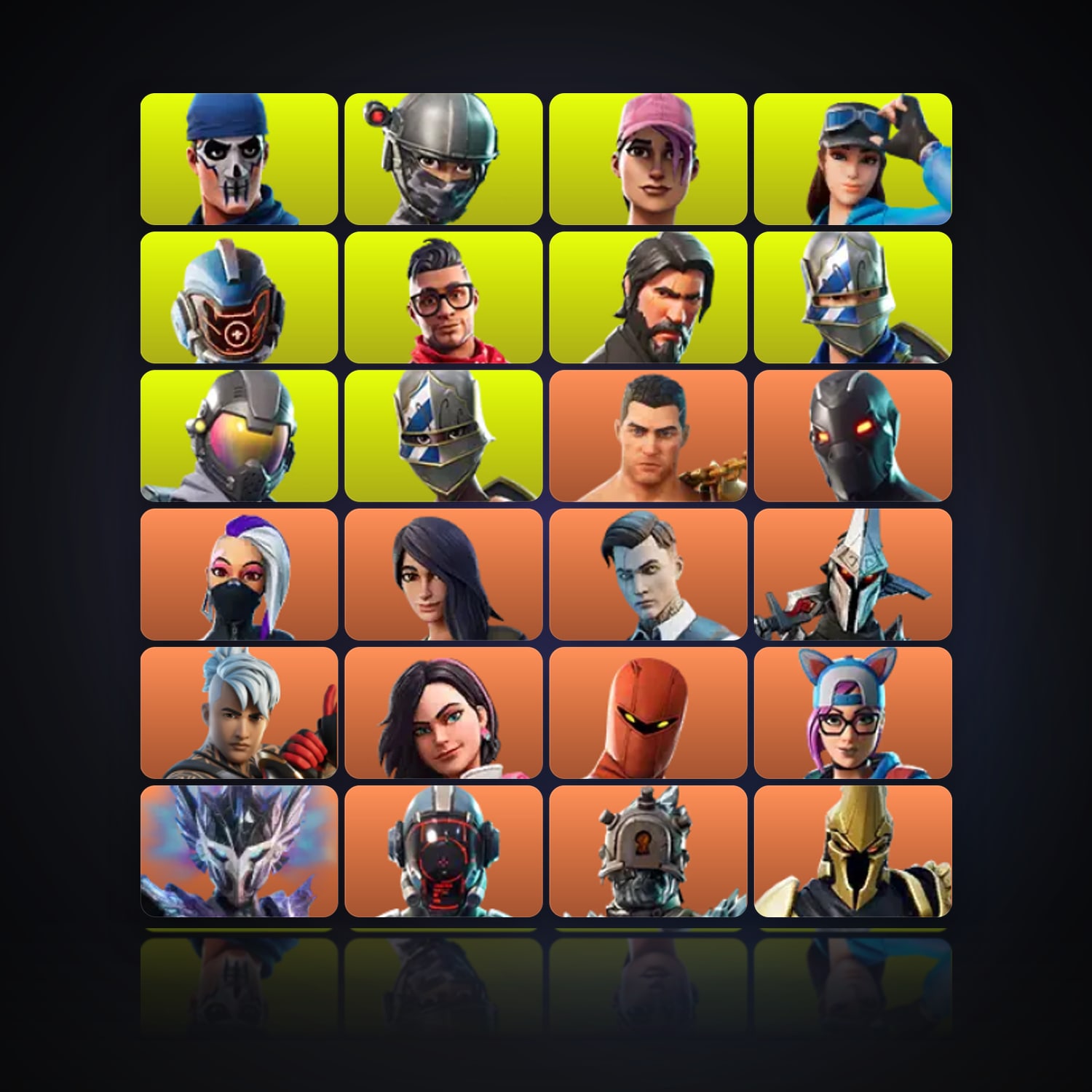 هالحساب فورتنايت، اللوكر مليان 218 سكن، 250 فيبوكس، لفل 2216، 593 فوز — HabibiAccounts