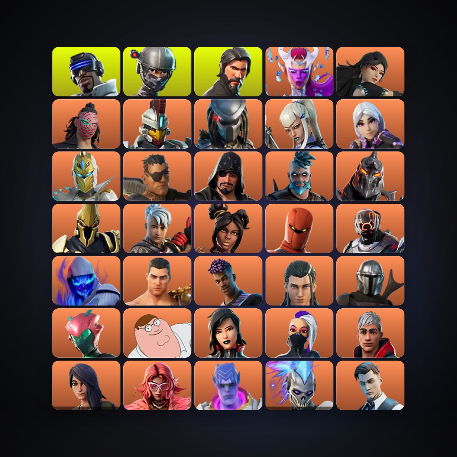 Fortnite locker — 252 skins — 1.6K V-Bucks — lvl 3755 — HabibiAccounts