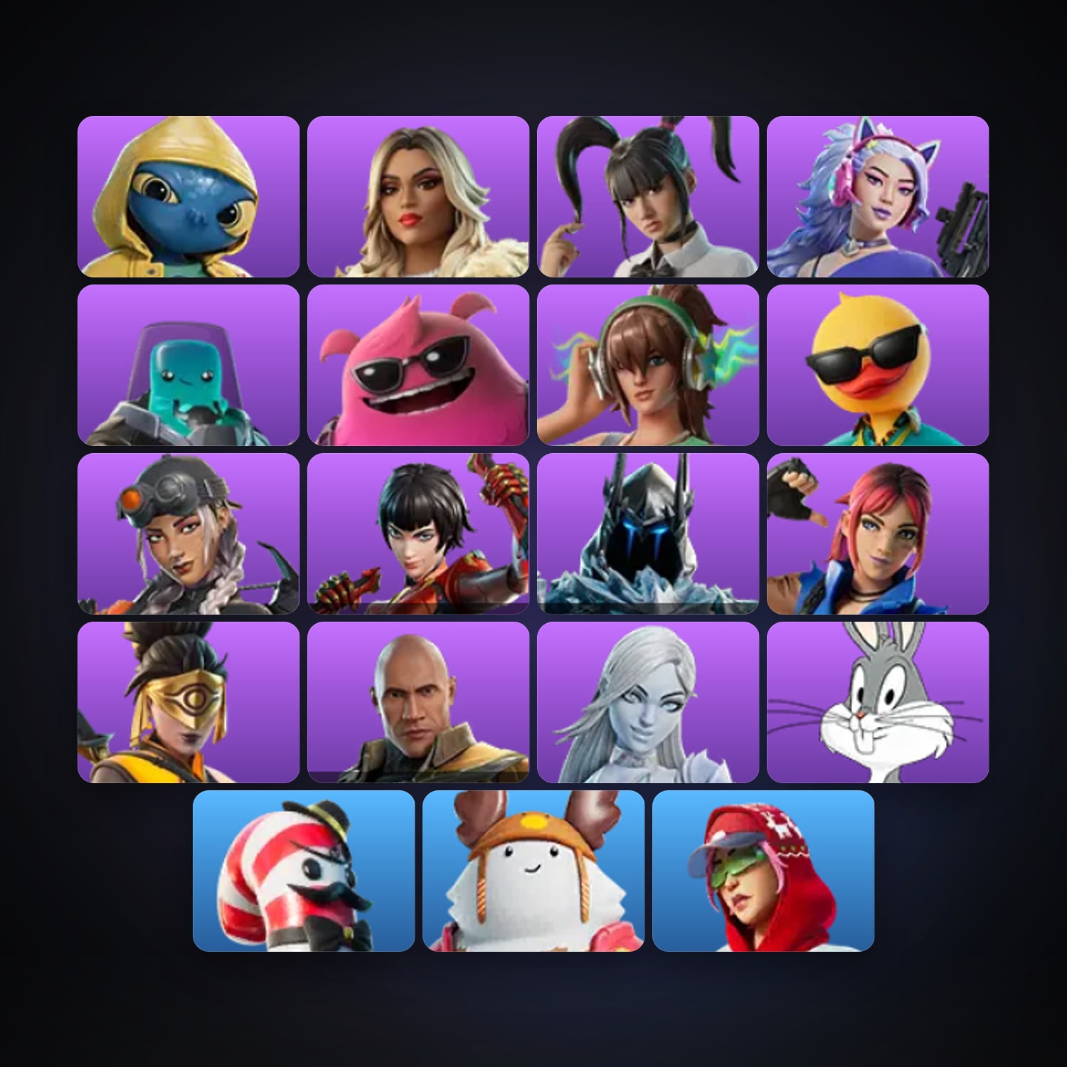 Fortnite locker — 19 skins — 400 V-Bucks — lvl 503 — HabibiAccounts
