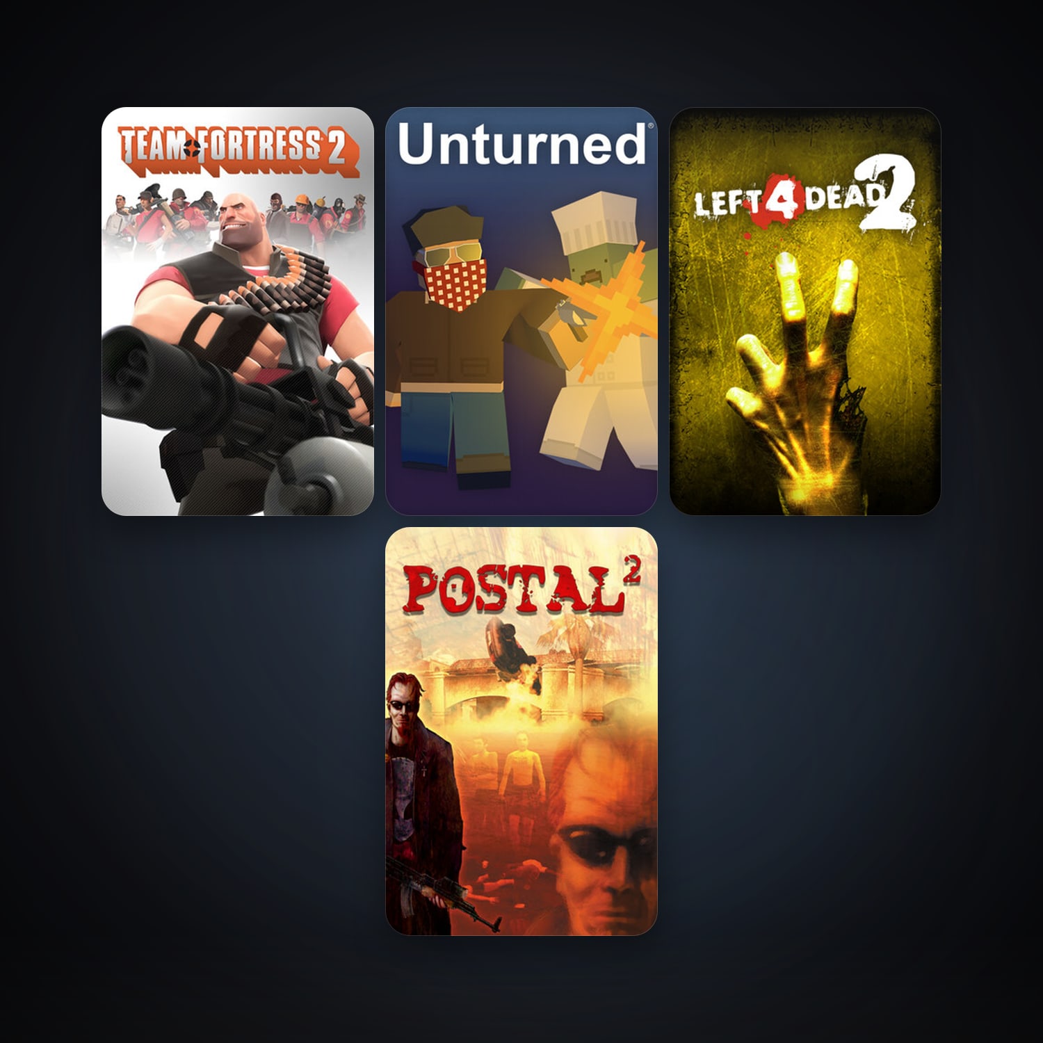 Team Fortress 2 + Left 4 Dead 2, 17 games, Steam 10, clean — HabibiAccounts