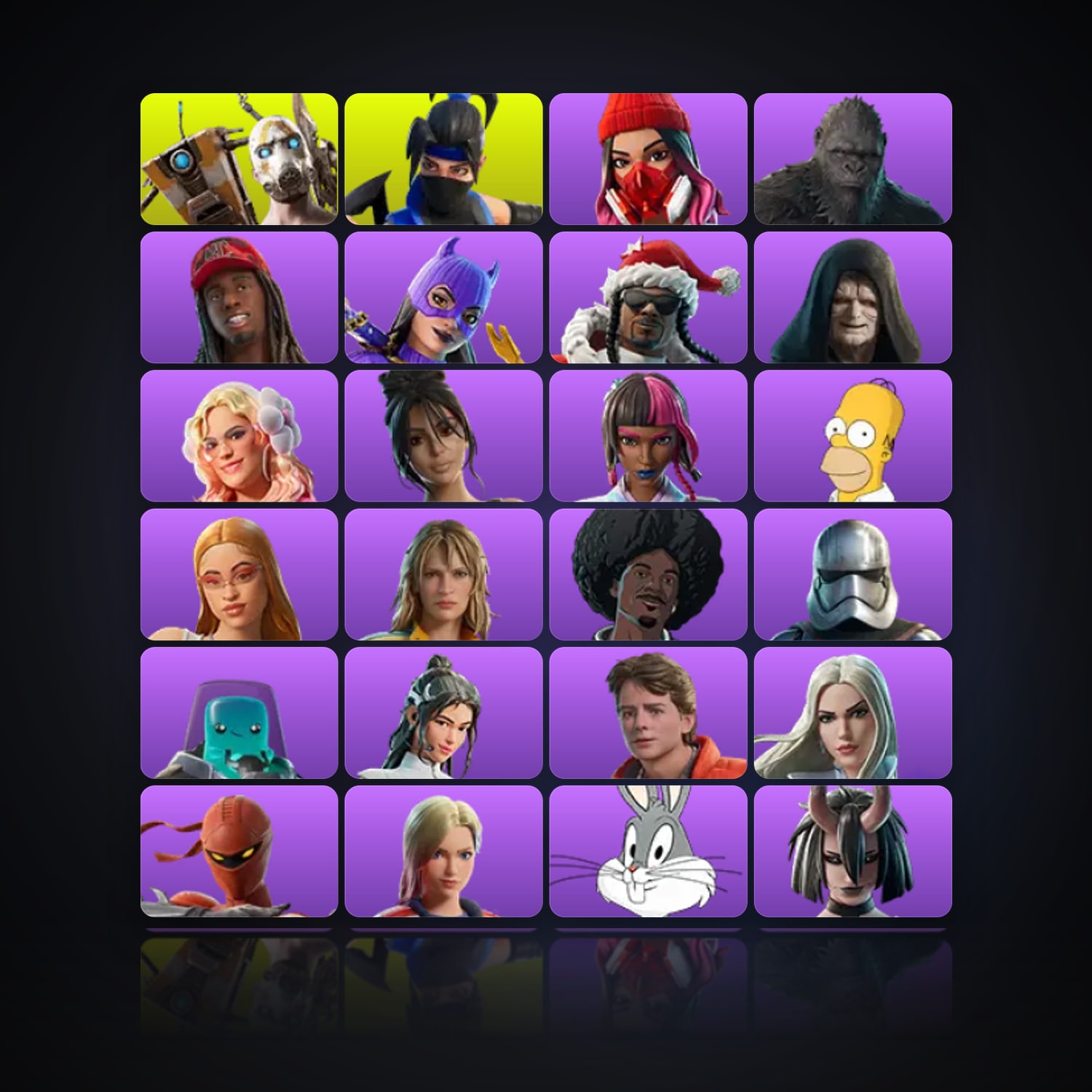 Fortnite locker — 204 skins — 800 V-Bucks — lvl 3215 — HabibiAccounts
