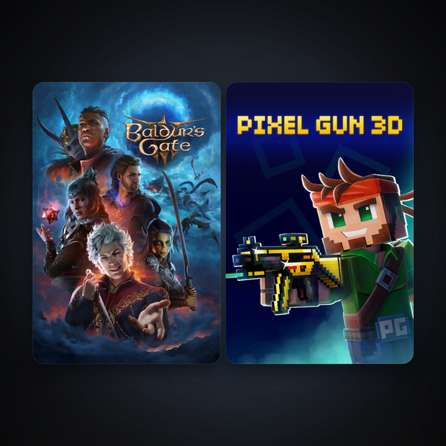 Baldur's Gate 3 + Pixel Gun 3D: PC Edition, 2 games, clean — HabibiAccounts