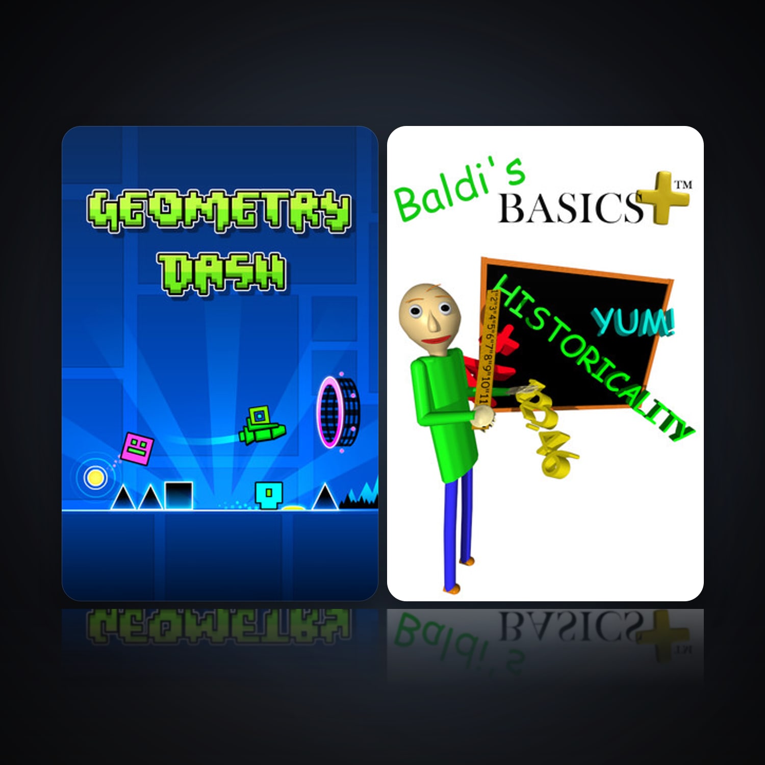 هالحساب ستيم فلين، Geometry Dash وBaldi's Basics Plus، 2 لعبة، صامد واضح — HabibiAccounts