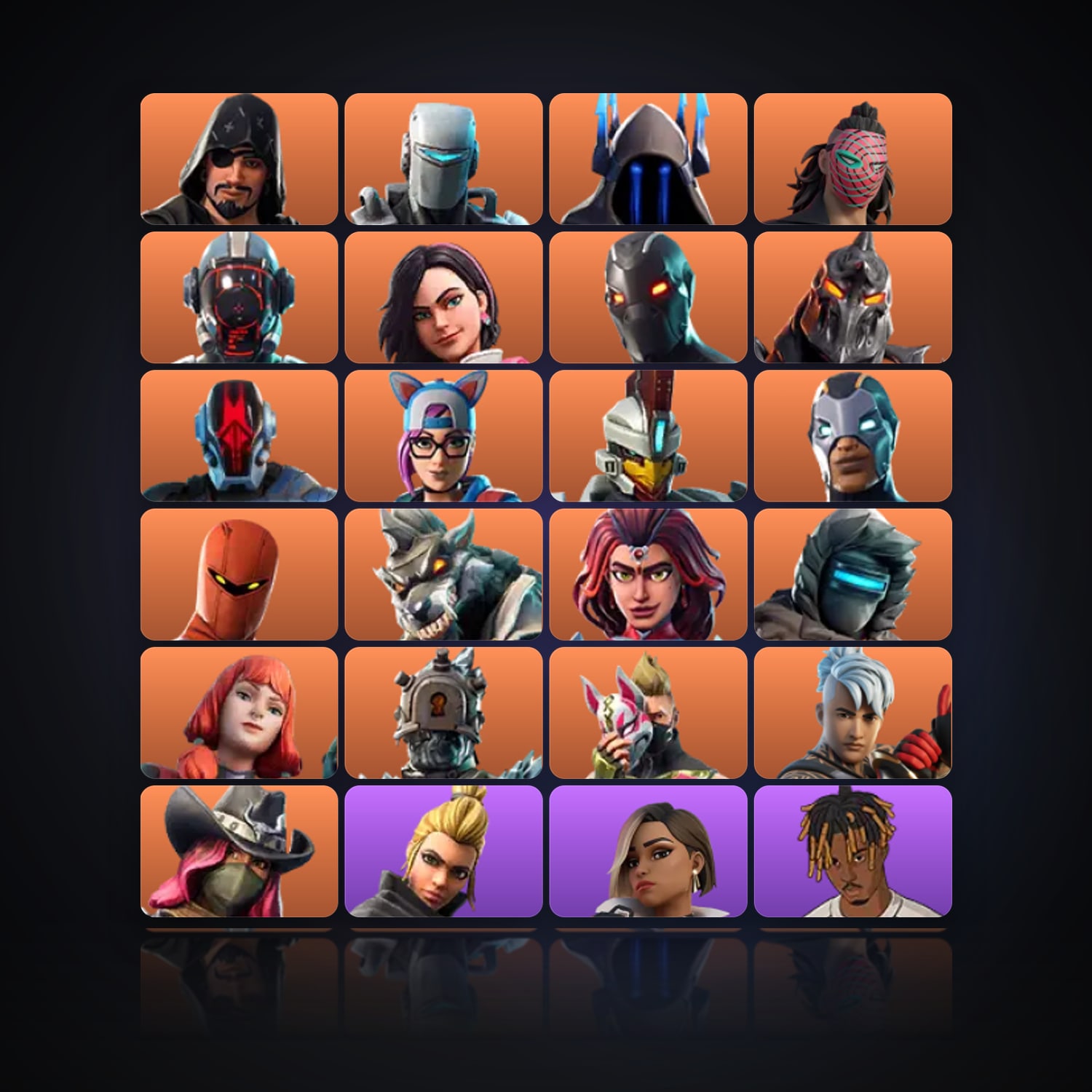 Fortnite locker — 99 skins — 700 V-Bucks — lvl 2340 — HabibiAccounts