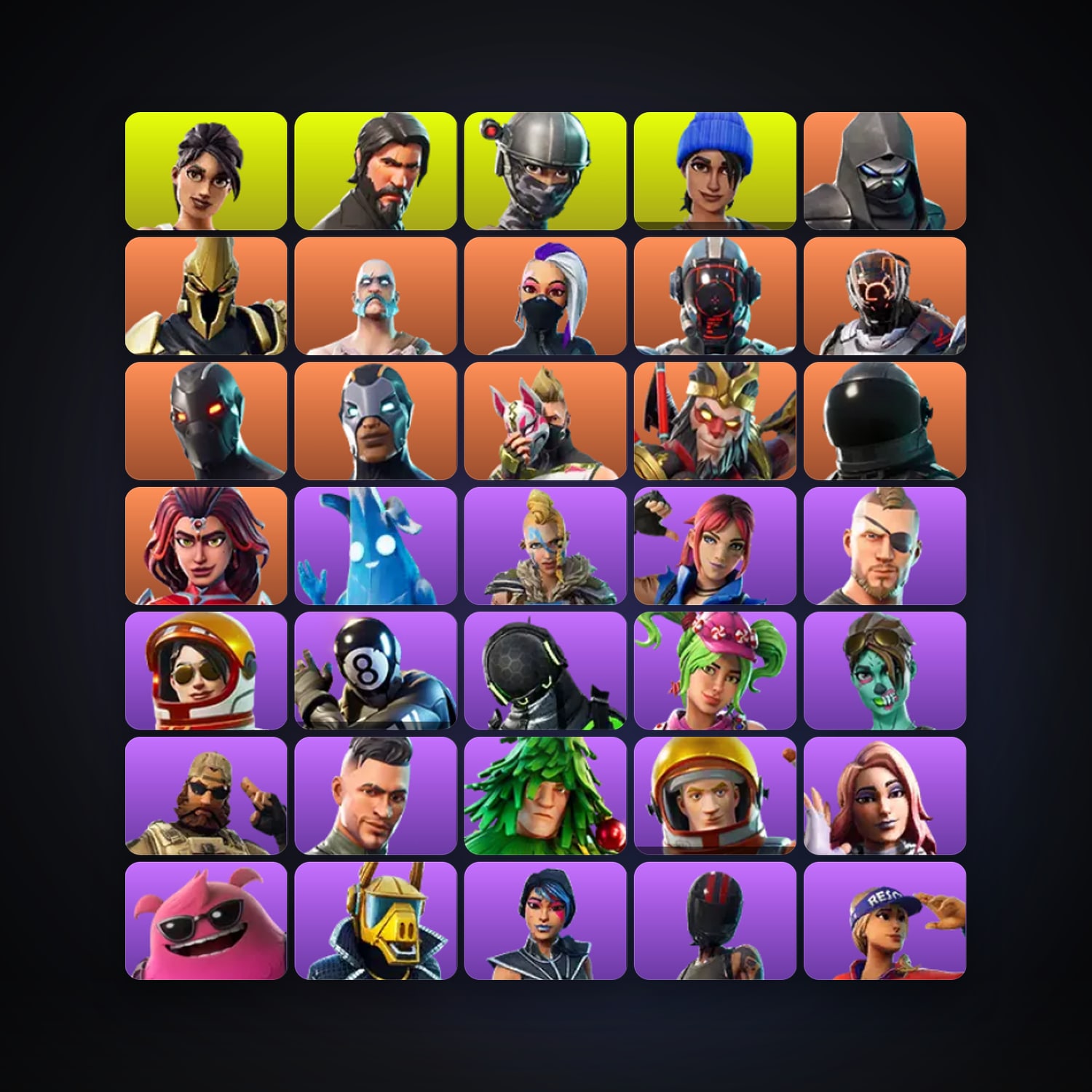 Fortnite locker — 50 skins — 50 V-Bucks — lvl 843 — HabibiAccounts