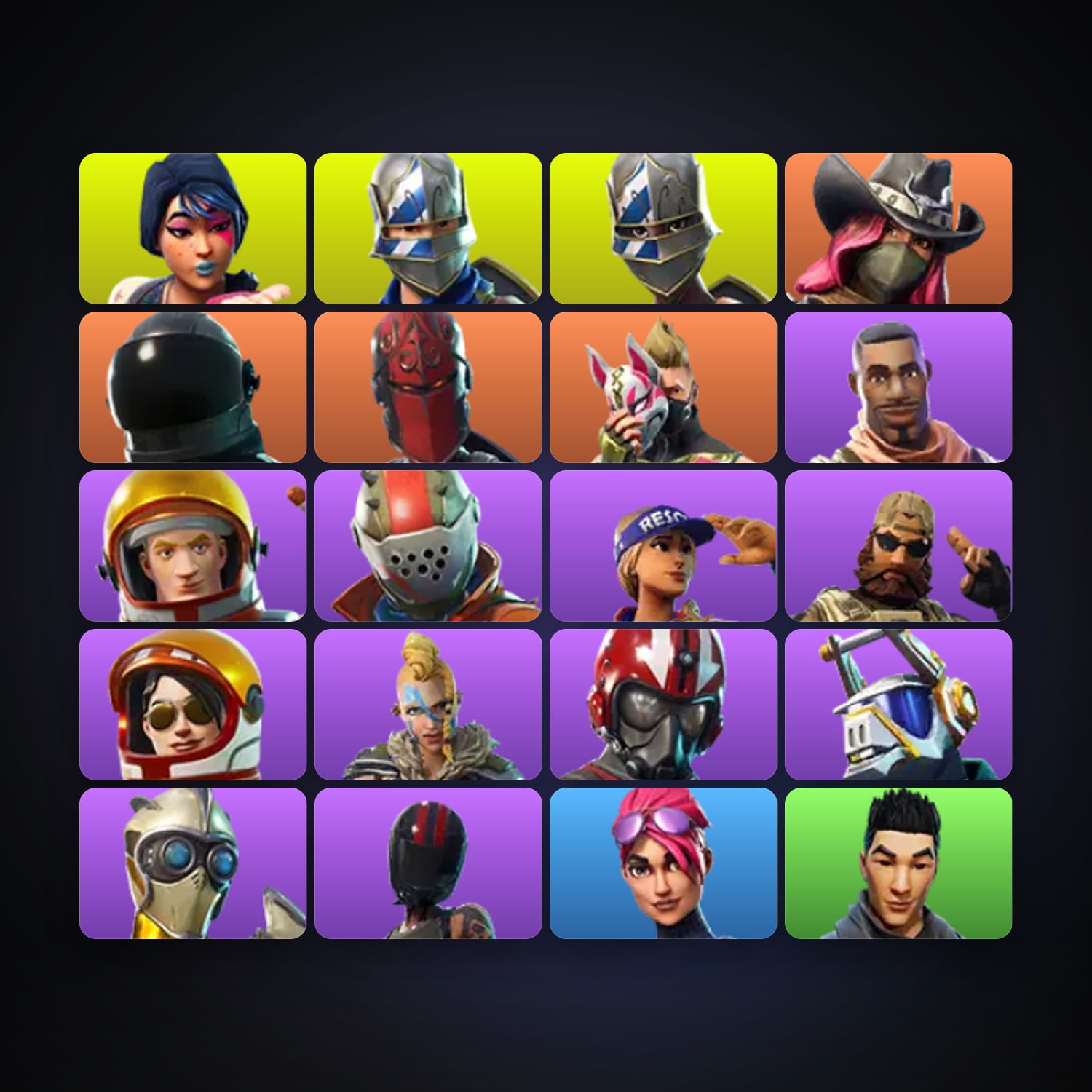 Fortnite locker — 20 skins — 200 V-Bucks — lvl 431 — HabibiAccounts