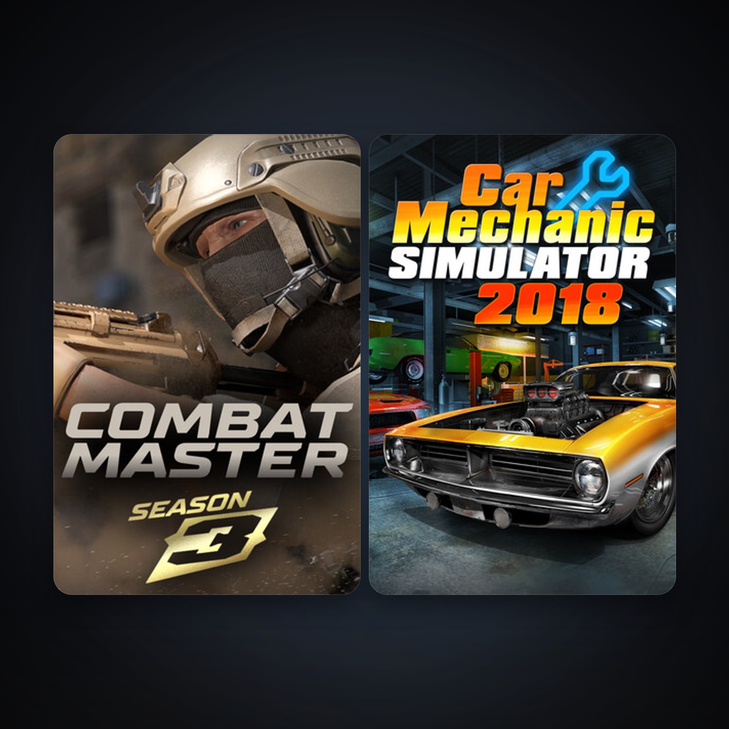 Car Mechanic Simulator 2018 + Combat Master: Season 1, 4 games, clean — HabibiAccounts