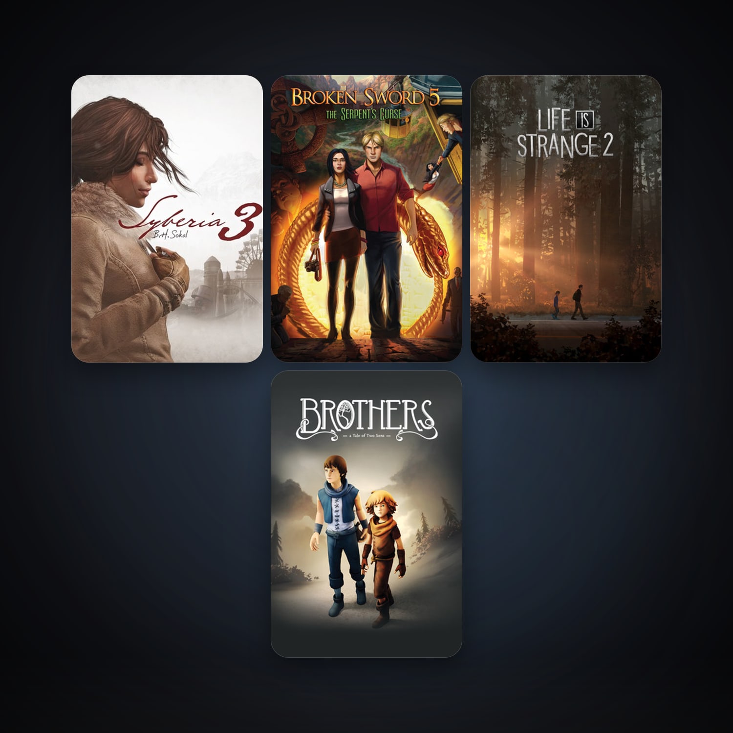 Brothers - A Tale of Two Sons + Broken Sword 5 - the Serpent's Curse, 10 games, clean — HabibiAccounts