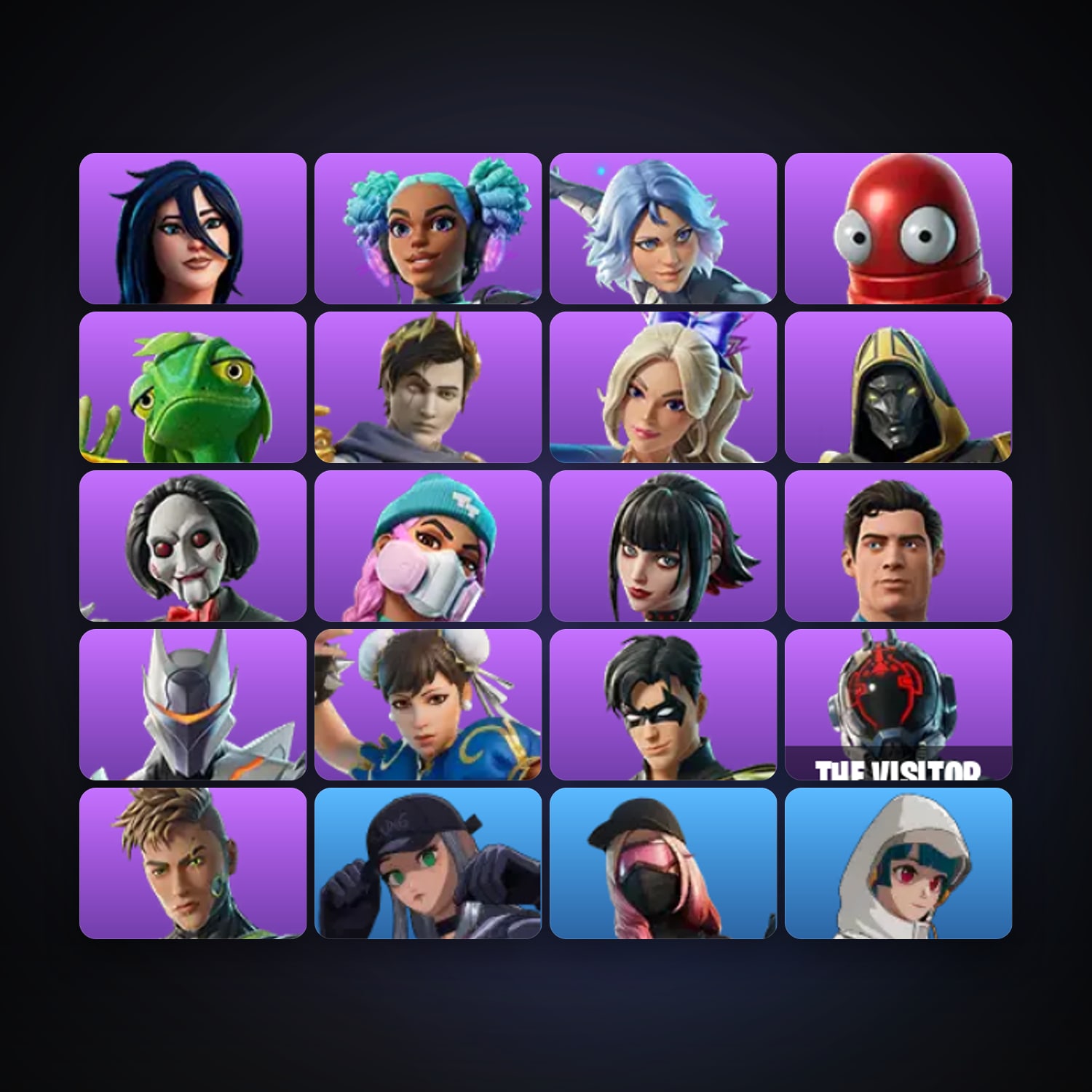 Fortnite locker — 24 skins — 100 V-Bucks — lvl 263 — HabibiAccounts