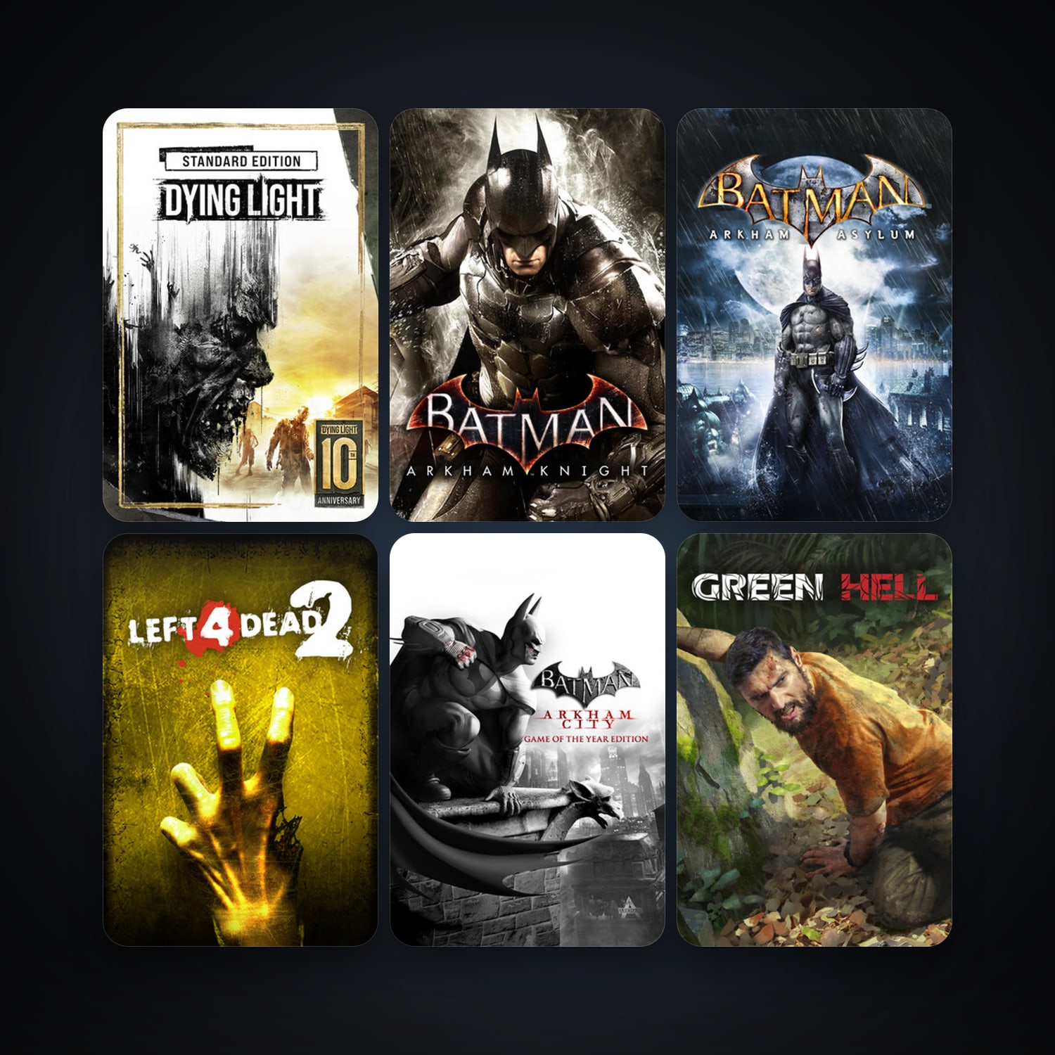 Left 4 Dead 2 + Batman: Arkham Asylum Game of the Year Edition, 10 games, clean — HabibiAccounts