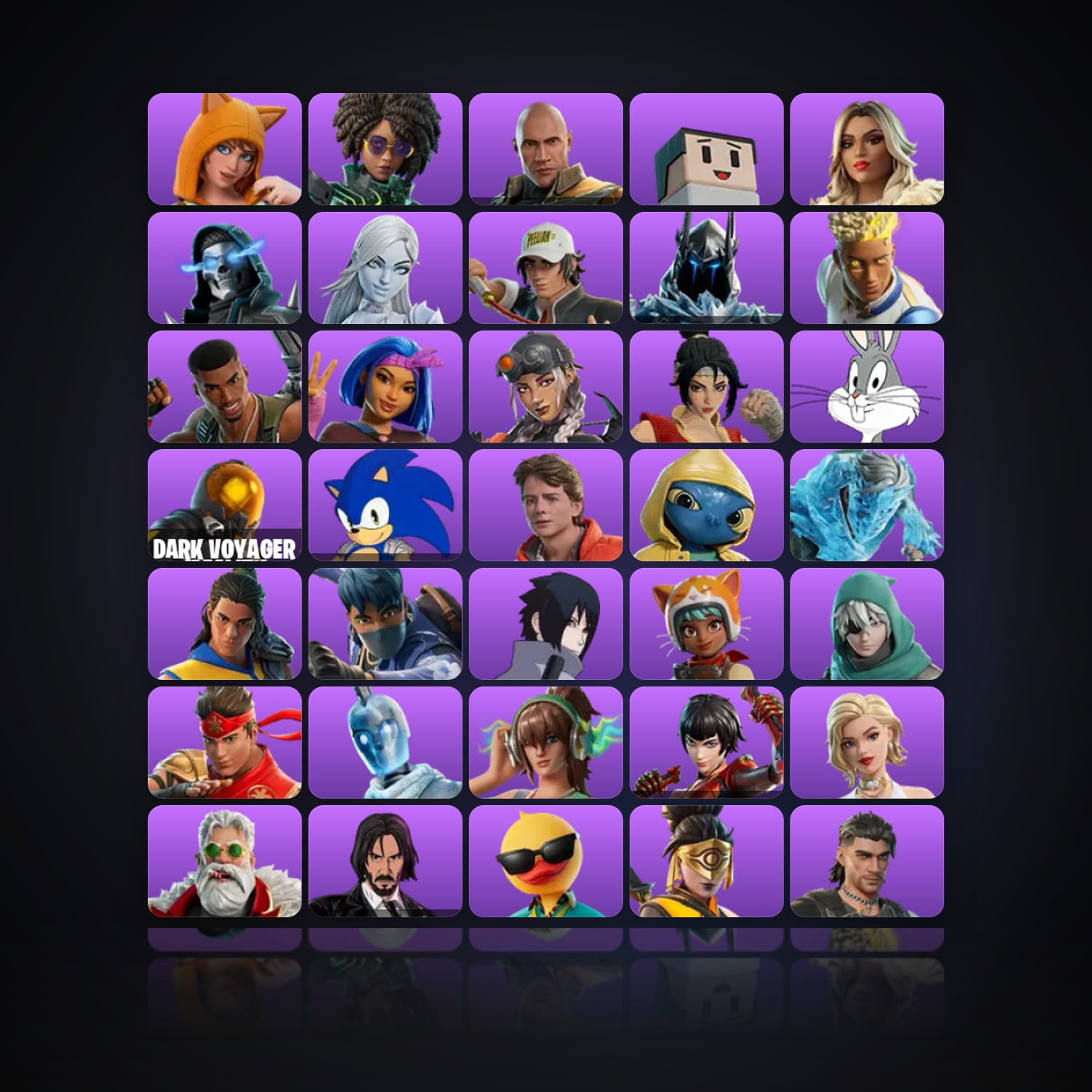 Fortnite locker — 50 skins — 550 V-Bucks — lvl 1453 — HabibiAccounts