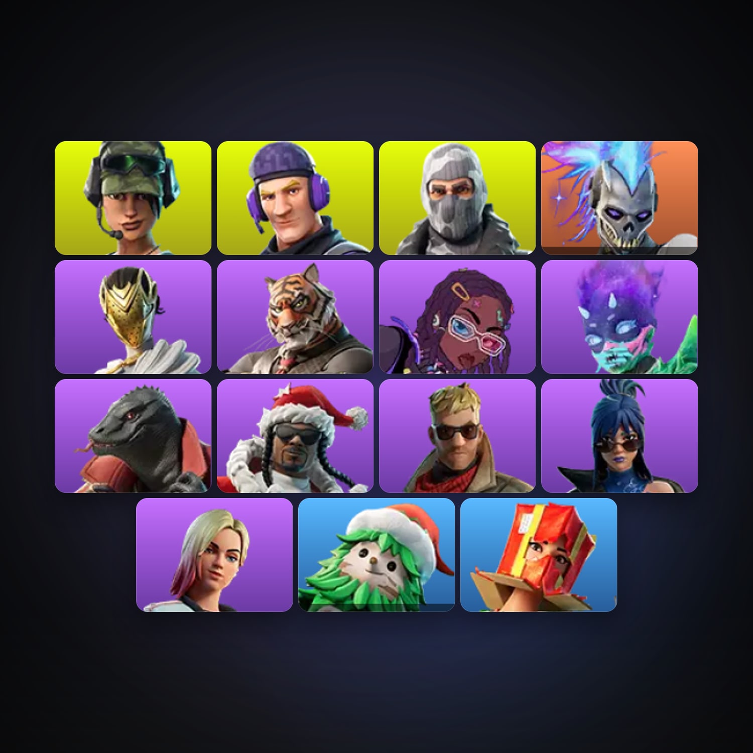 Fortnite locker — 15 skins — 600 V-Bucks — lvl 312 — HabibiAccounts