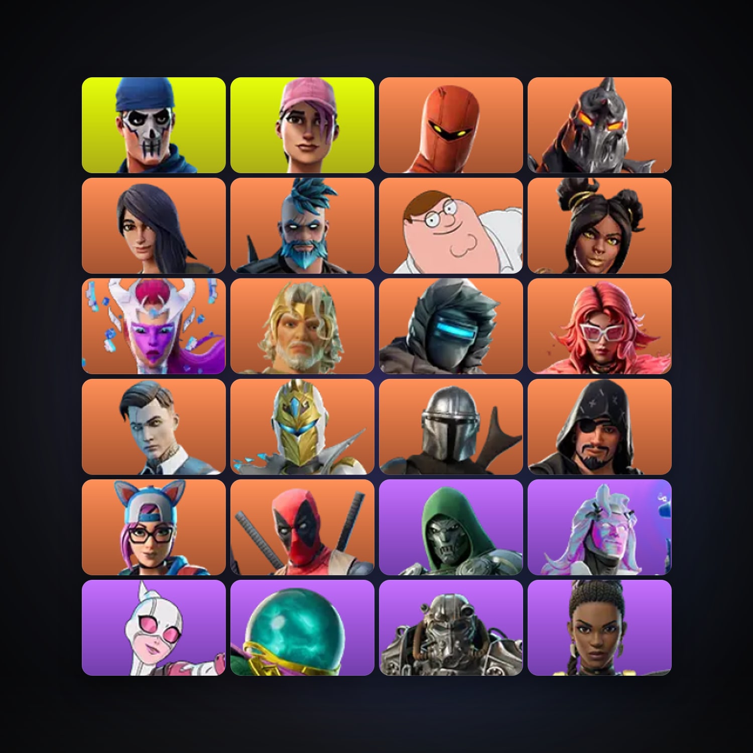 Fortnite locker — 130 skins — 300 V-Bucks — lvl 1817 — HabibiAccounts