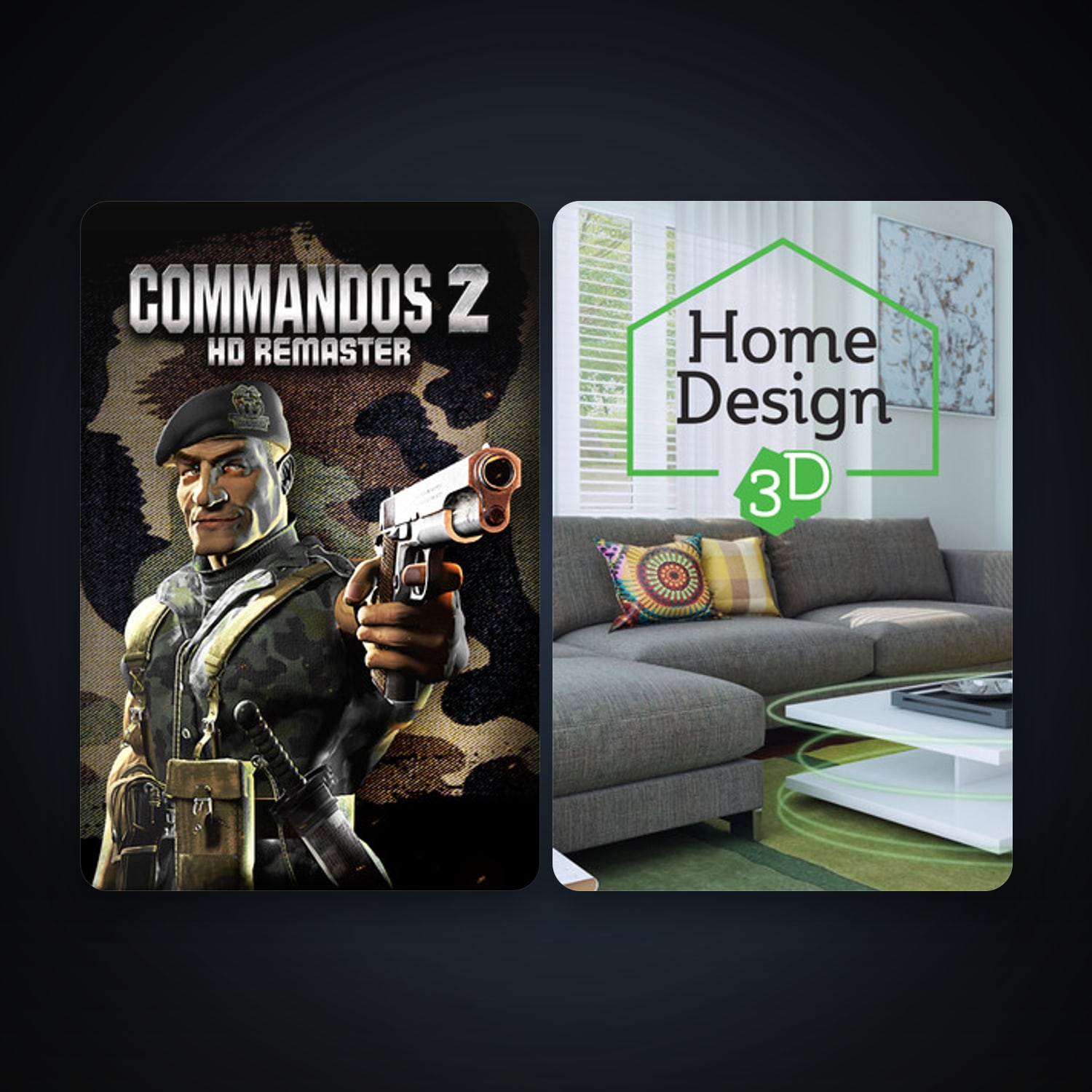 Home Design 3D + Commandos 2 - HD Remaster, 2 games, clean — HabibiAccounts