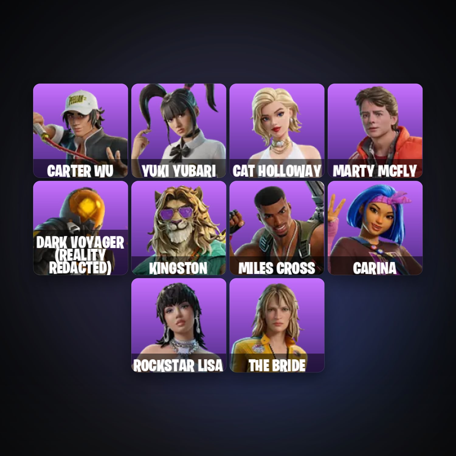 Fortnite locker — 11 skins — 1K V-Bucks — lvl 139 — HabibiAccounts