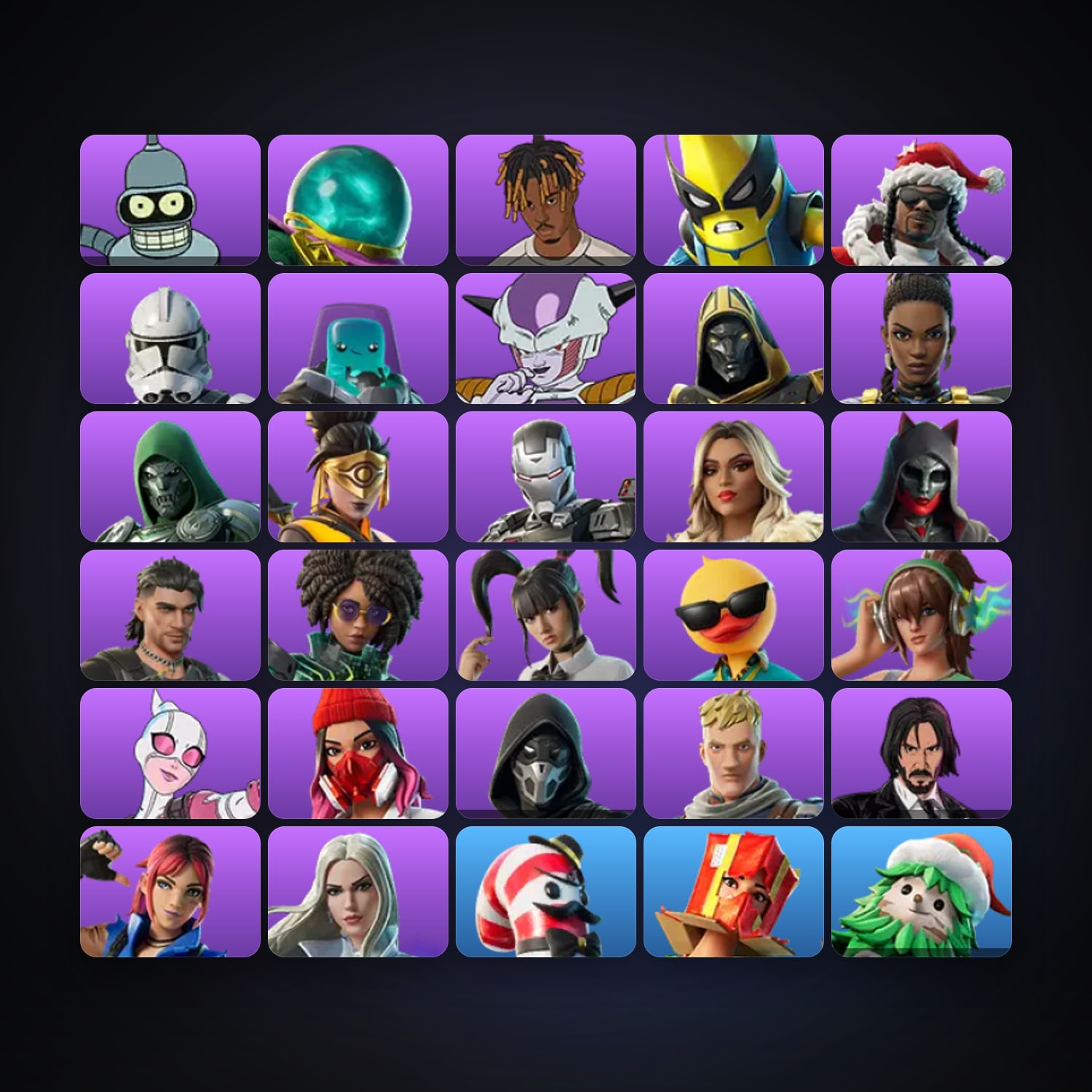 Fortnite locker — 34 skins — lvl 1848 — HabibiAccounts