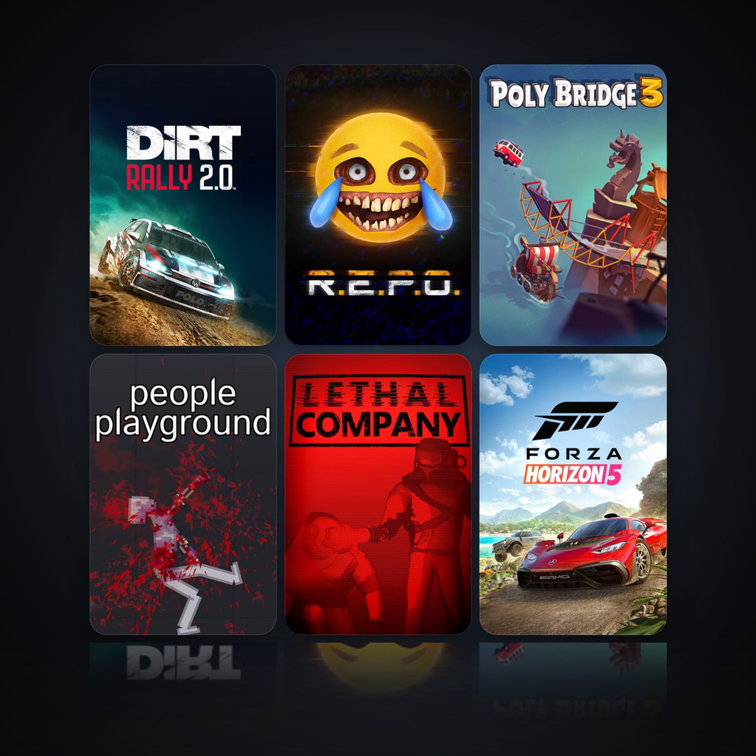 DiRT Rally 2.0 & R.E.P.O. | 82 Games | Clean — HabibiAccounts