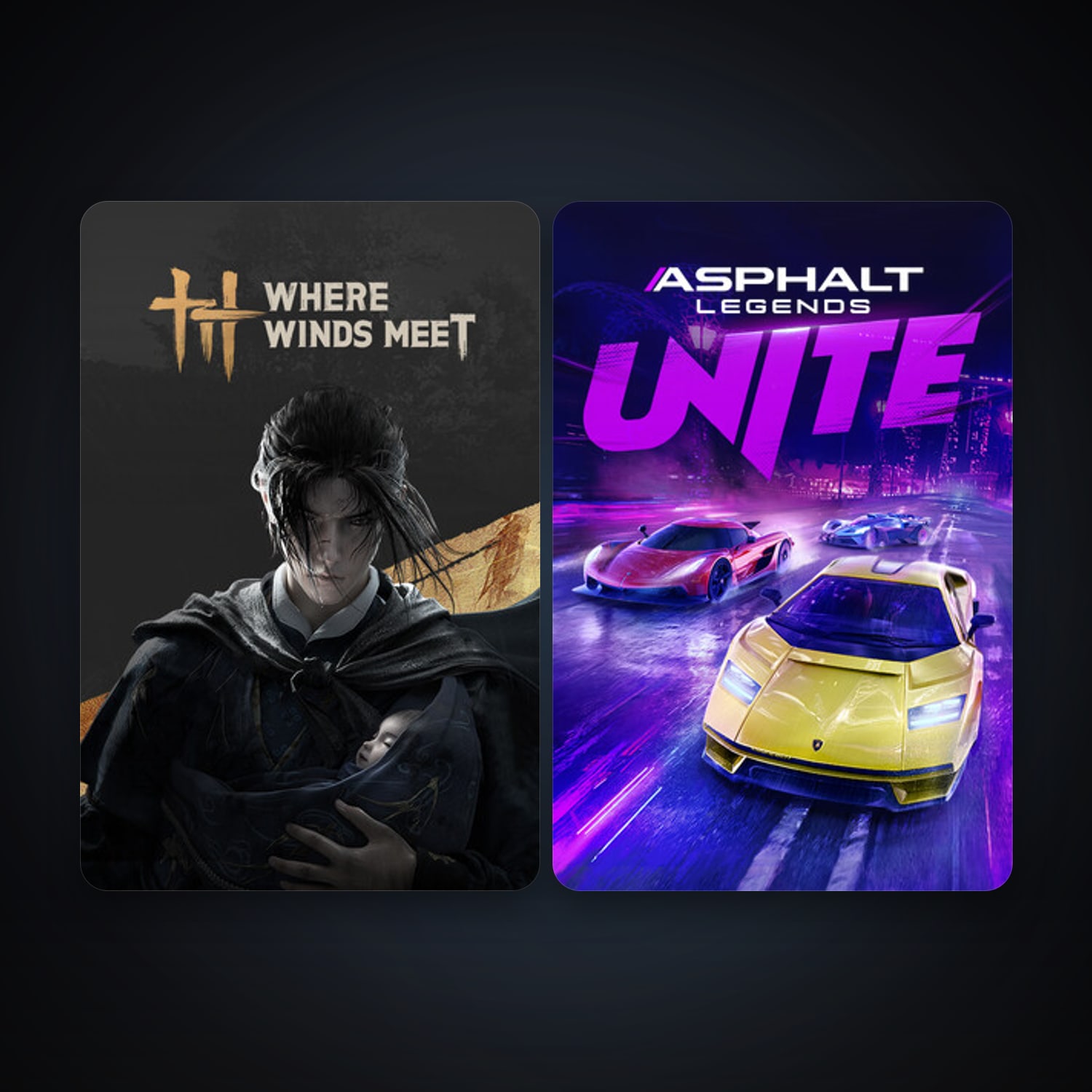 Asphalt Legends Unite + Where Winds Meet, 2 games, clean — HabibiAccounts