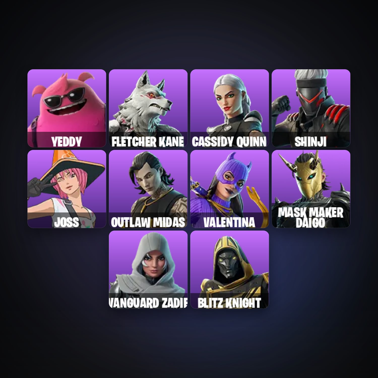 Fortnite locker — 11 skins — 200 V-Bucks — lvl 430 — HabibiAccounts