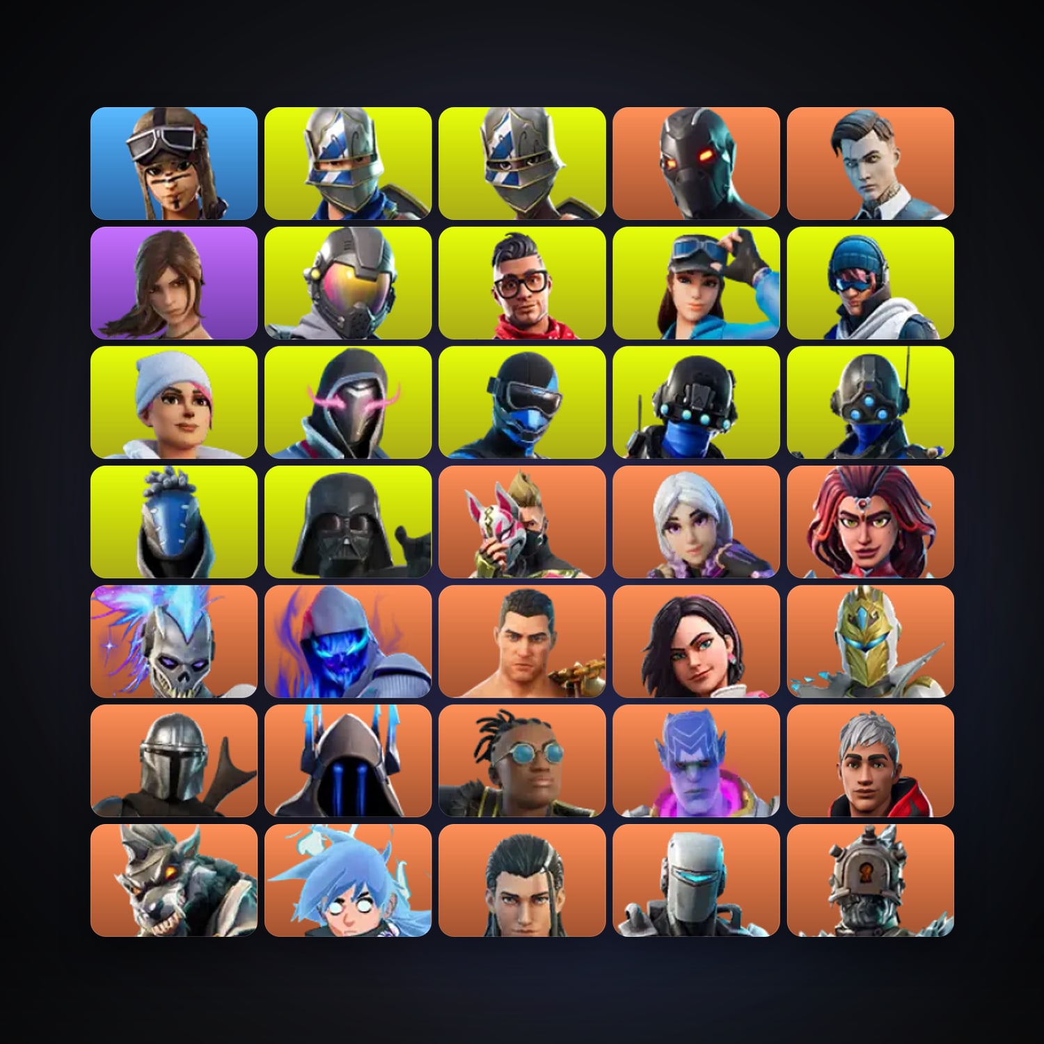 هالحساب فورتنايت، اللوكر مليان 218 سكن، 50 فيبوكس، لفل 2936، 340 فوز — HabibiAccounts