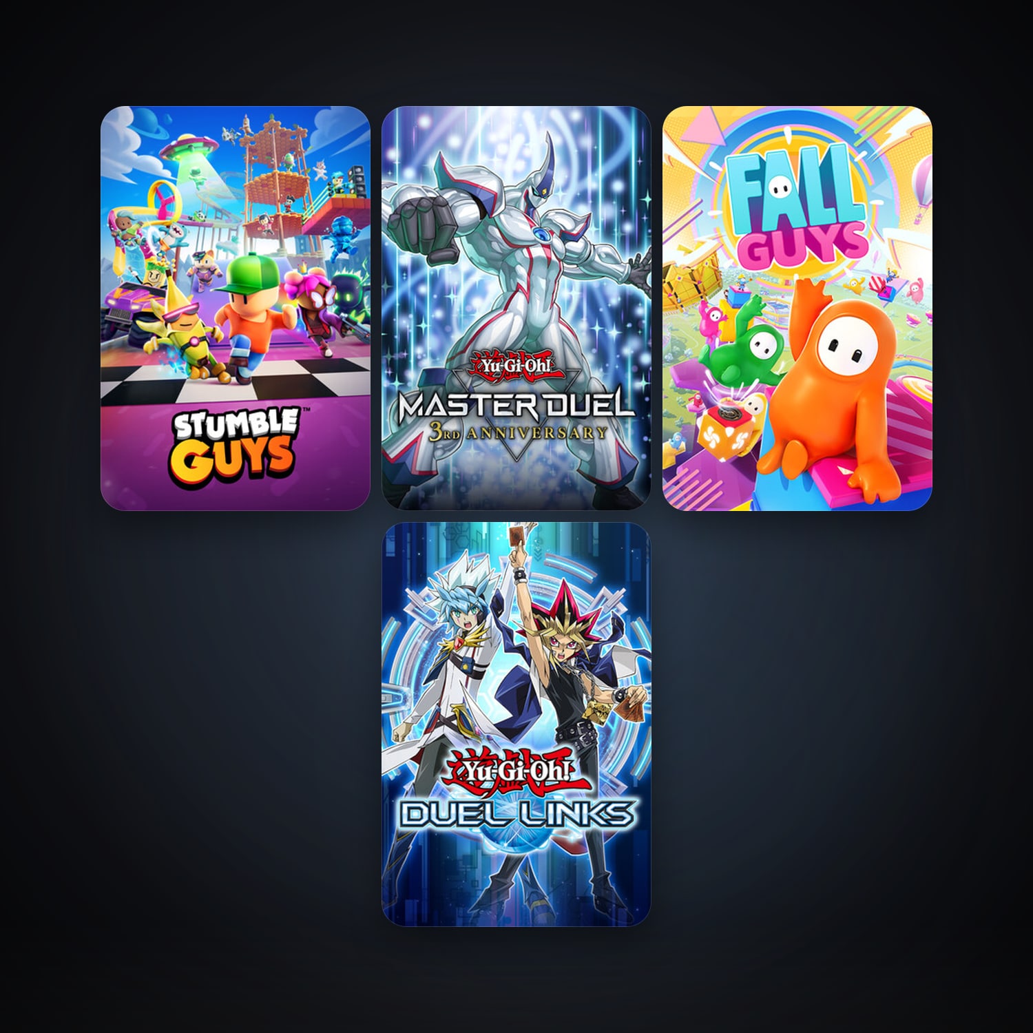 Yu-Gi-Oh! Duel Links + Fall Guys, 5 games, clean — HabibiAccounts