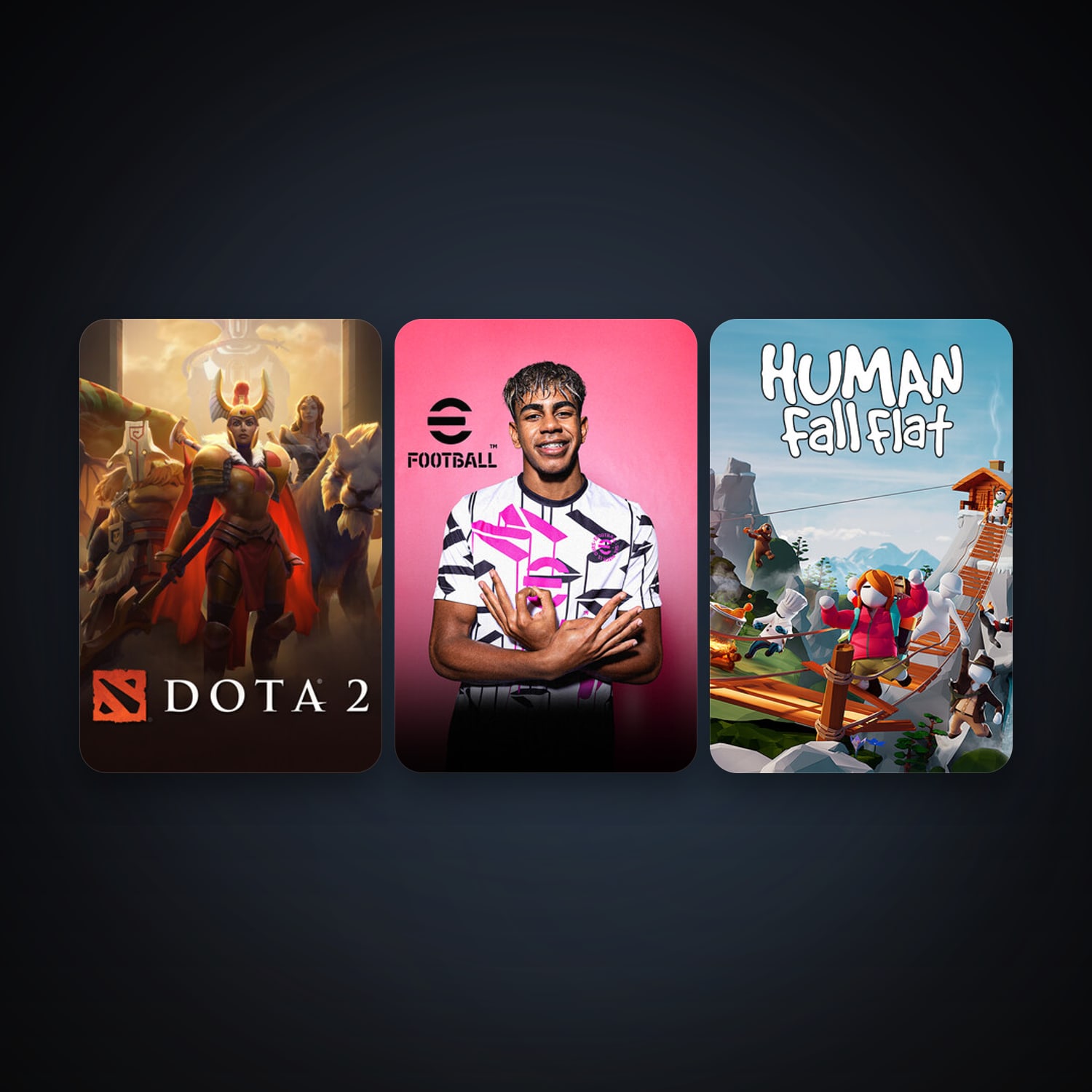 Dota 2 + Human: Fall Flat, 3 games, clean — HabibiAccounts