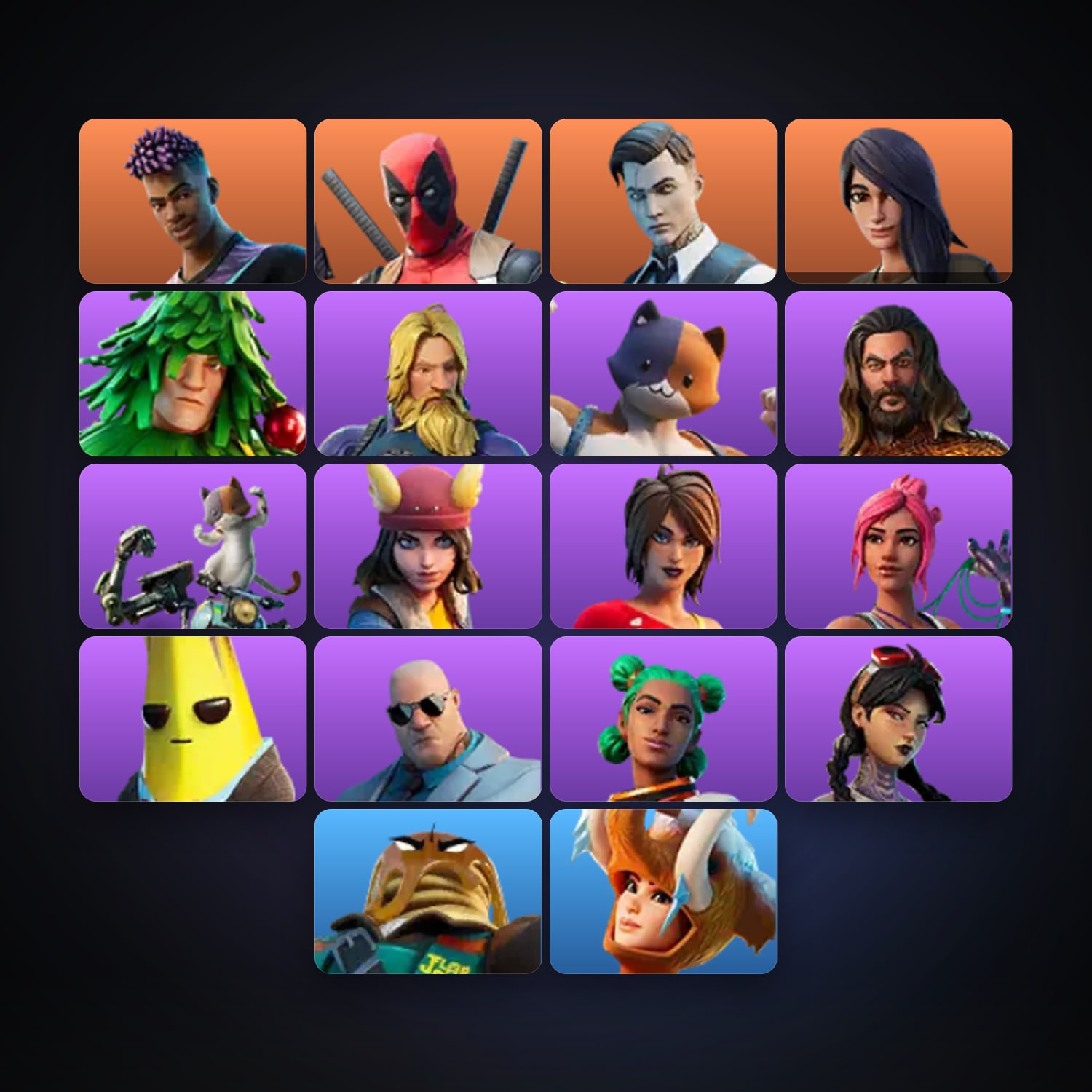 Fortnite locker — 18 skins — 900 V-Bucks — lvl 467 — HabibiAccounts