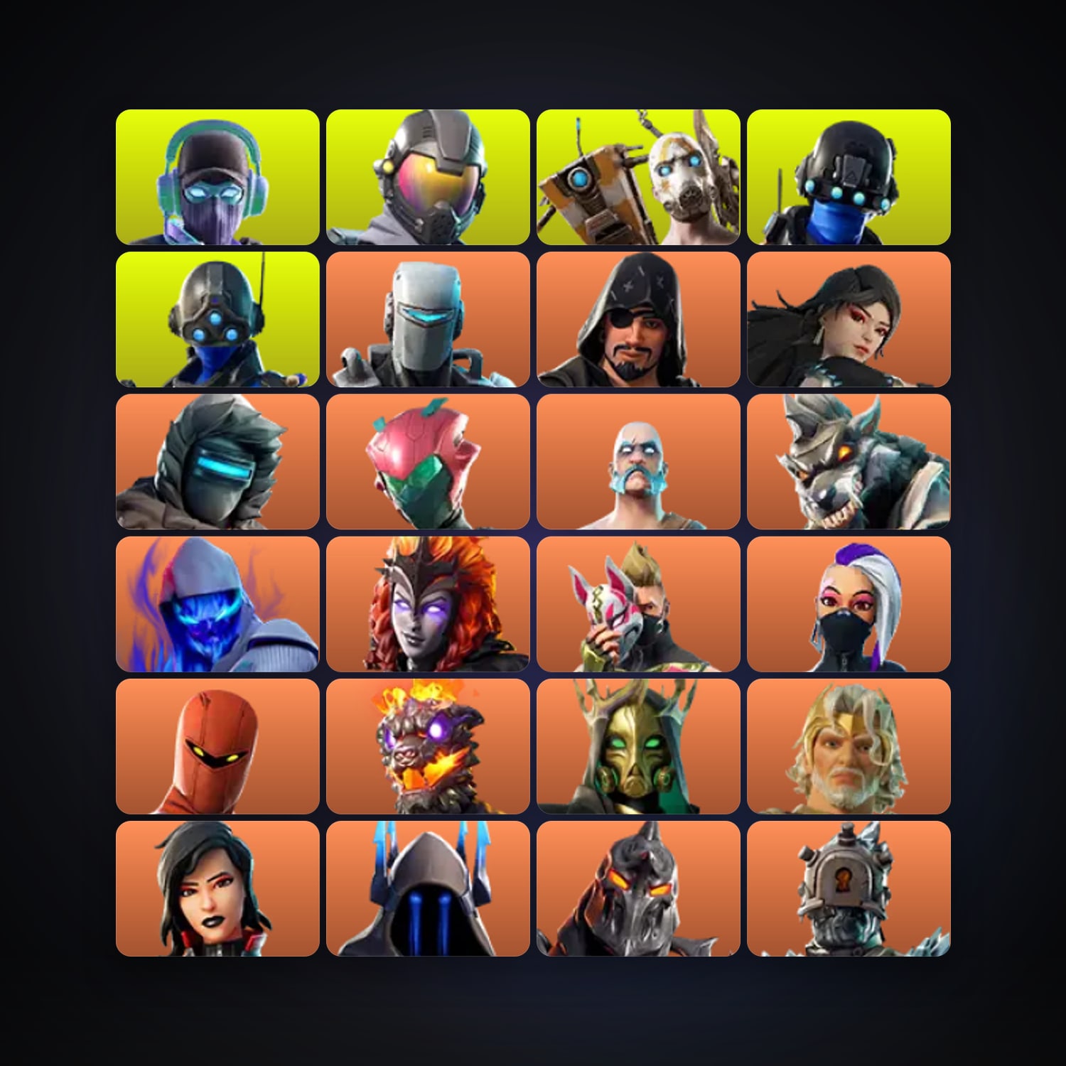 Fortnite locker — 352 skins — 800 V-Bucks — lvl 4598 — HabibiAccounts