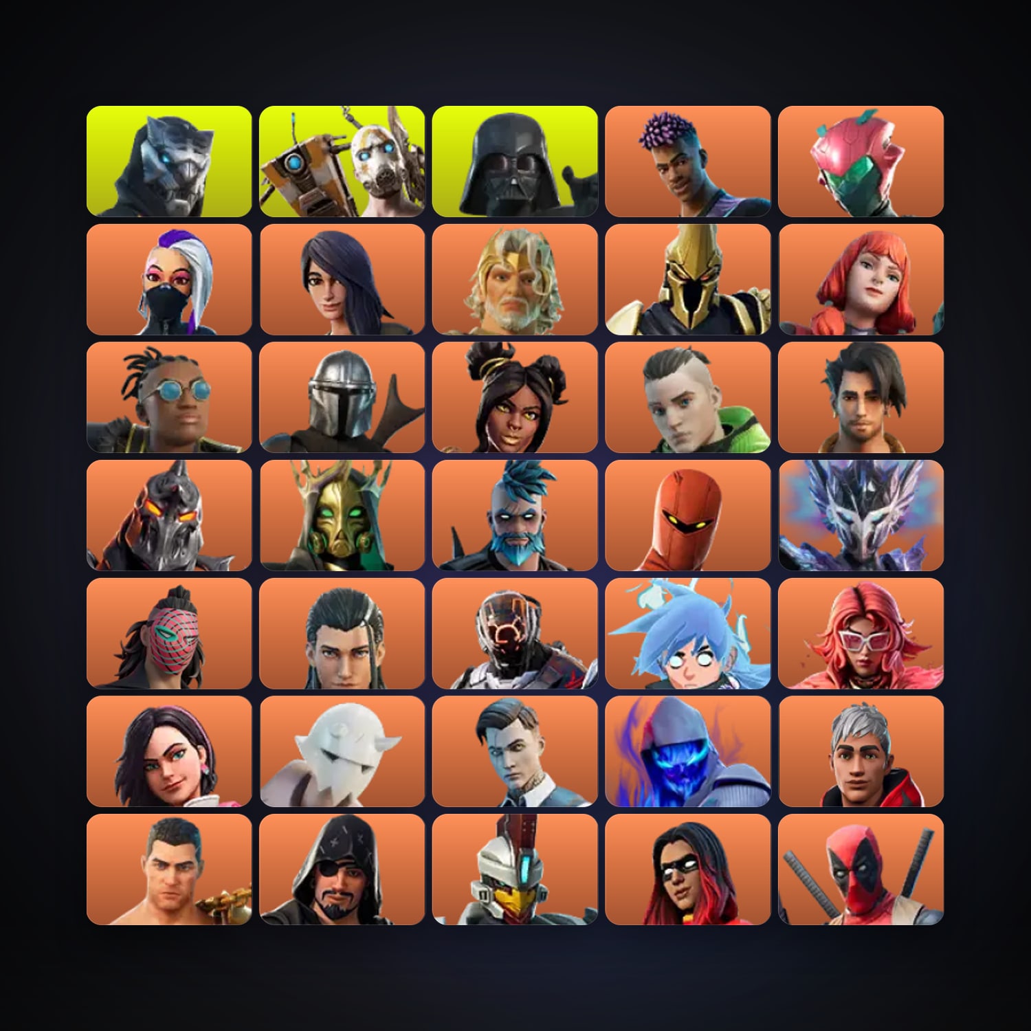 Fortnite locker — 331 skins — 350 V-Bucks — lvl 6703 — HabibiAccounts
