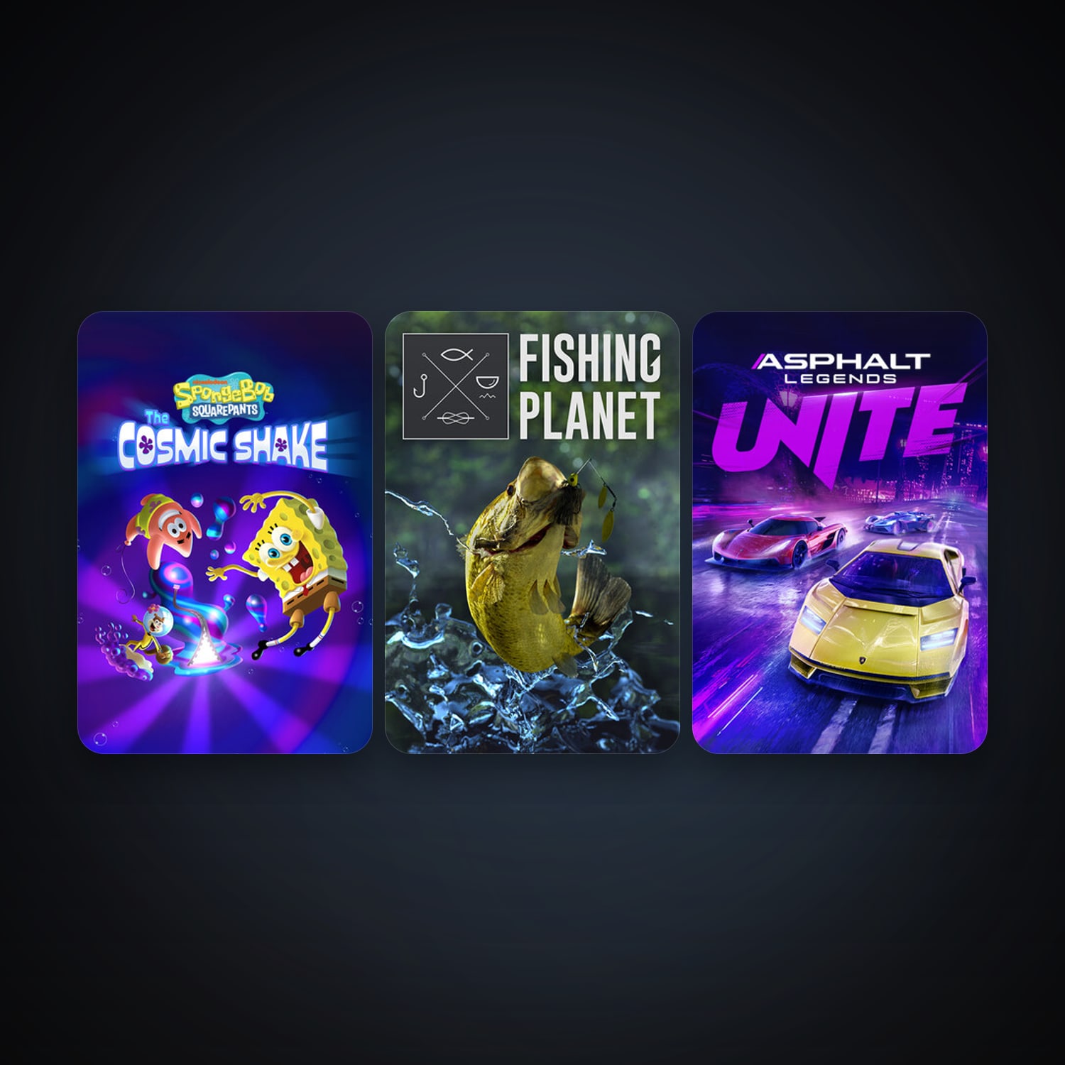 Fishing Planet + SpongeBob SquarePants: The Cosmic Shake, 5 games, clean — HabibiAccounts