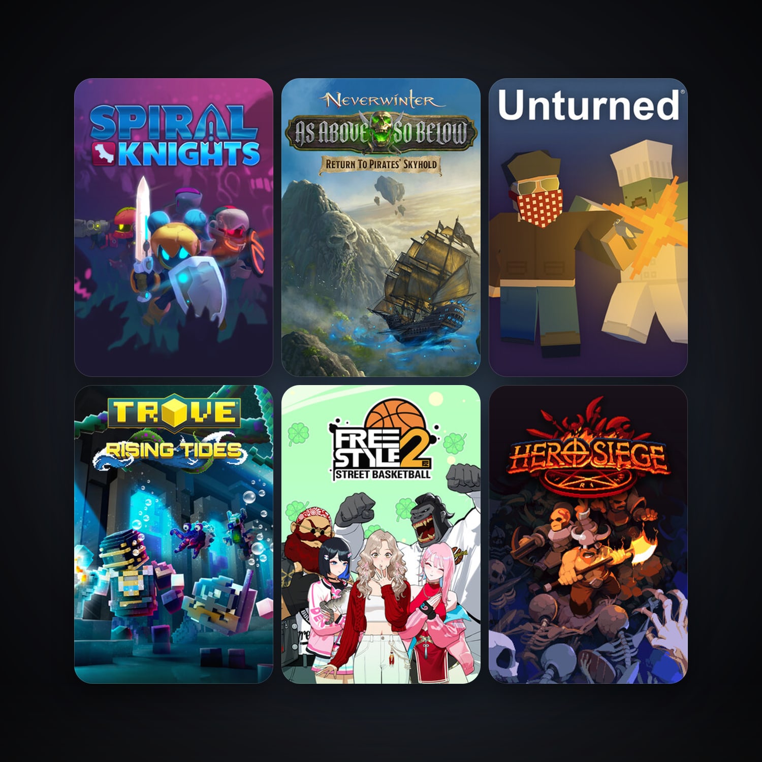 Spiral Knights + Neverwinter, 34 games, clean — HabibiAccounts