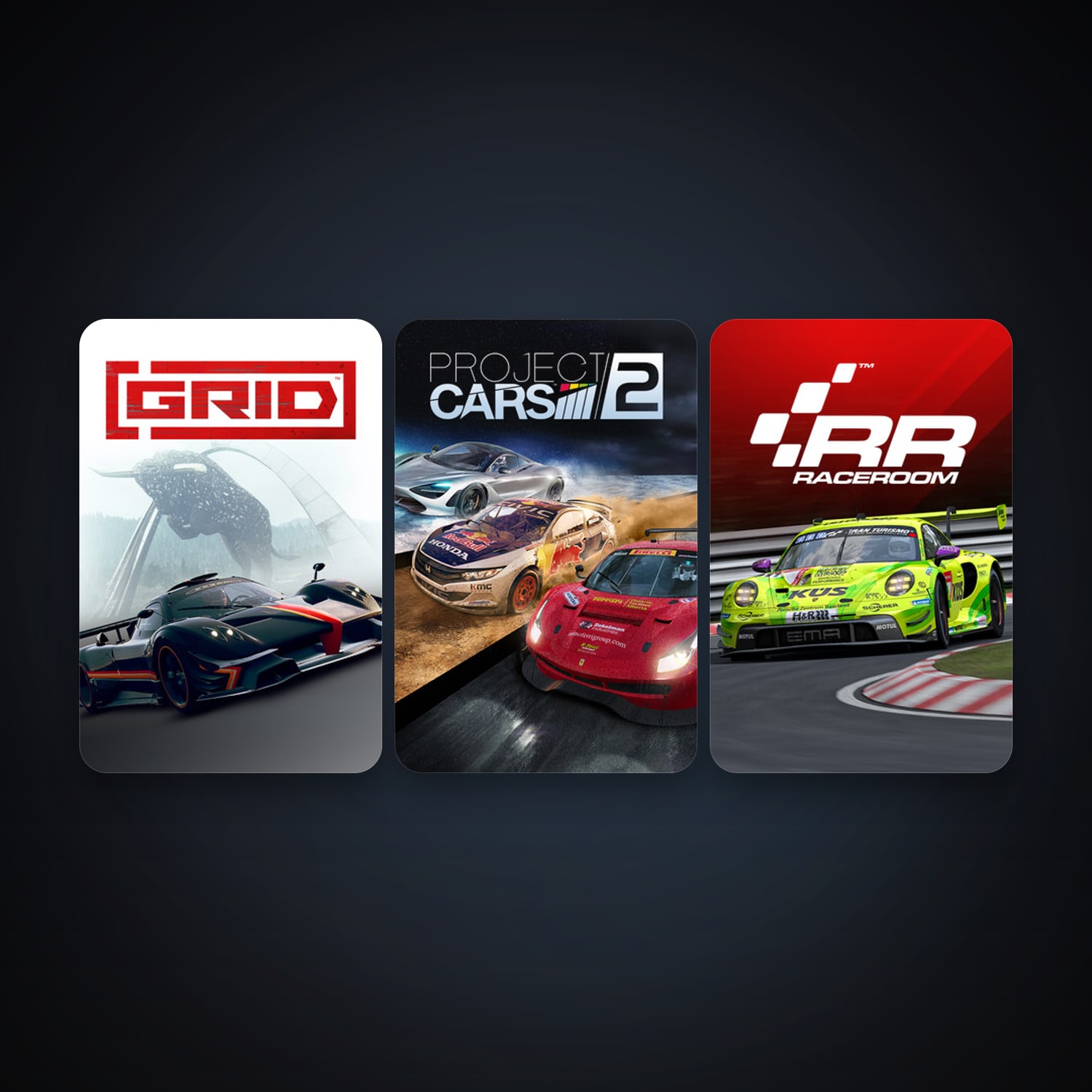 RaceRoom Racing Experience + Project CARS 2, 3 games, clean — HabibiAccounts