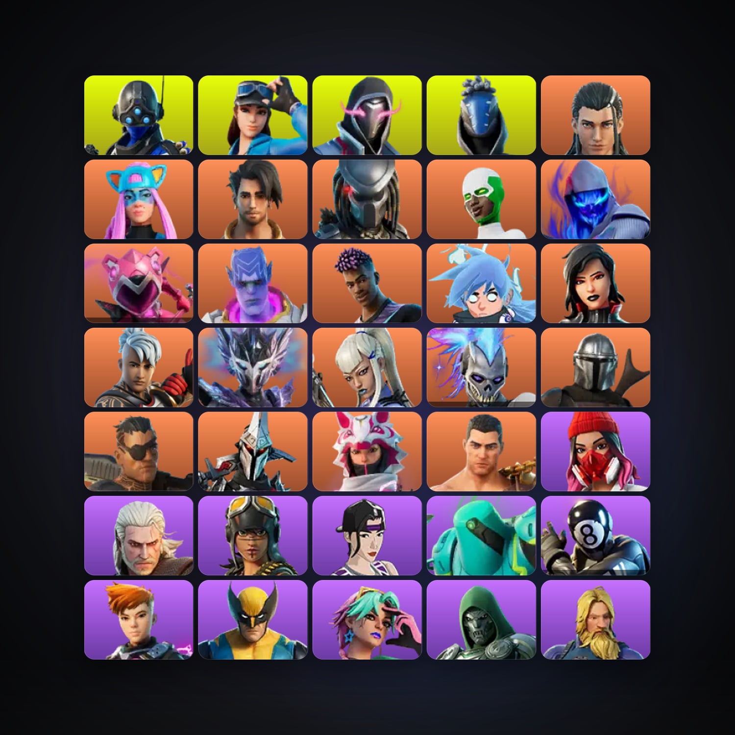 Fortnite locker — 174 skins — 500 V-Bucks — lvl 3006 — HabibiAccounts