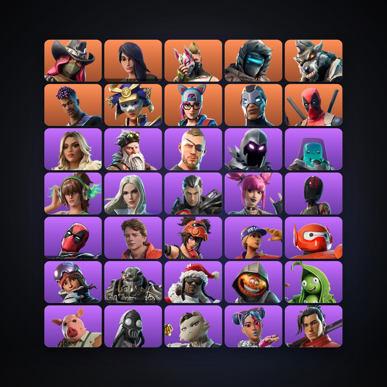 Fortnite locker — 125 skins — 800 V-Bucks — lvl 1979 — HabibiAccounts