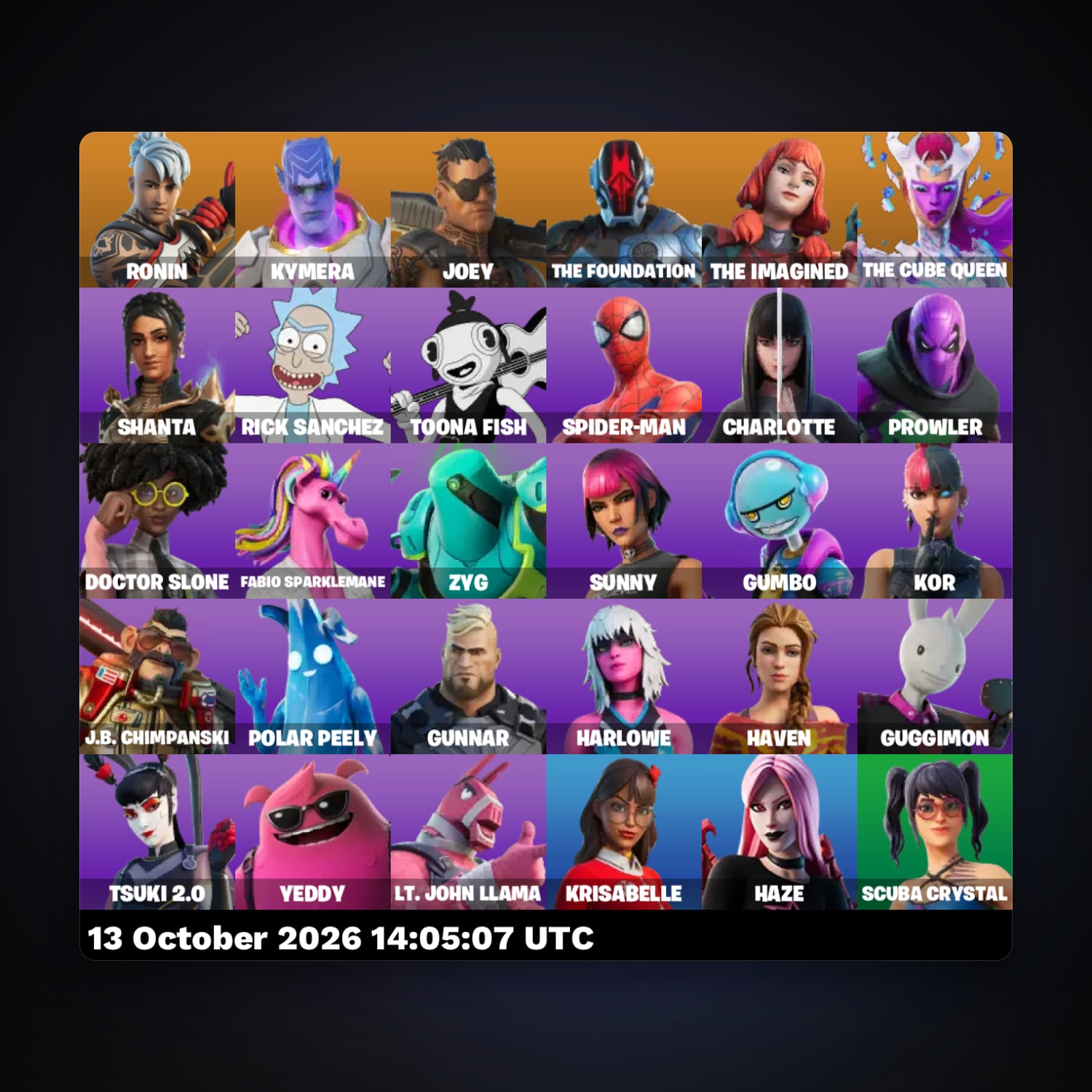 Fortnite account with Ronin & Kymera — 30 skins — lvl 587 — HabibiAccounts