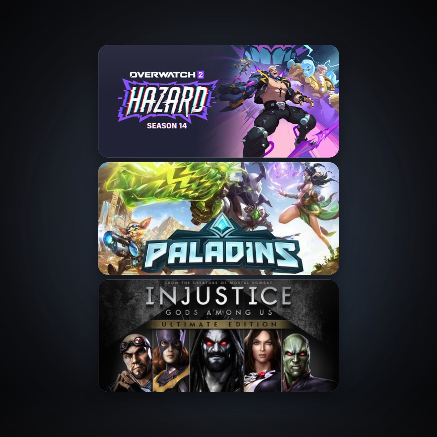 Injustice: Gods Among Us Ultimate Edition + Paladins, 4 games, clean — HabibiAccounts