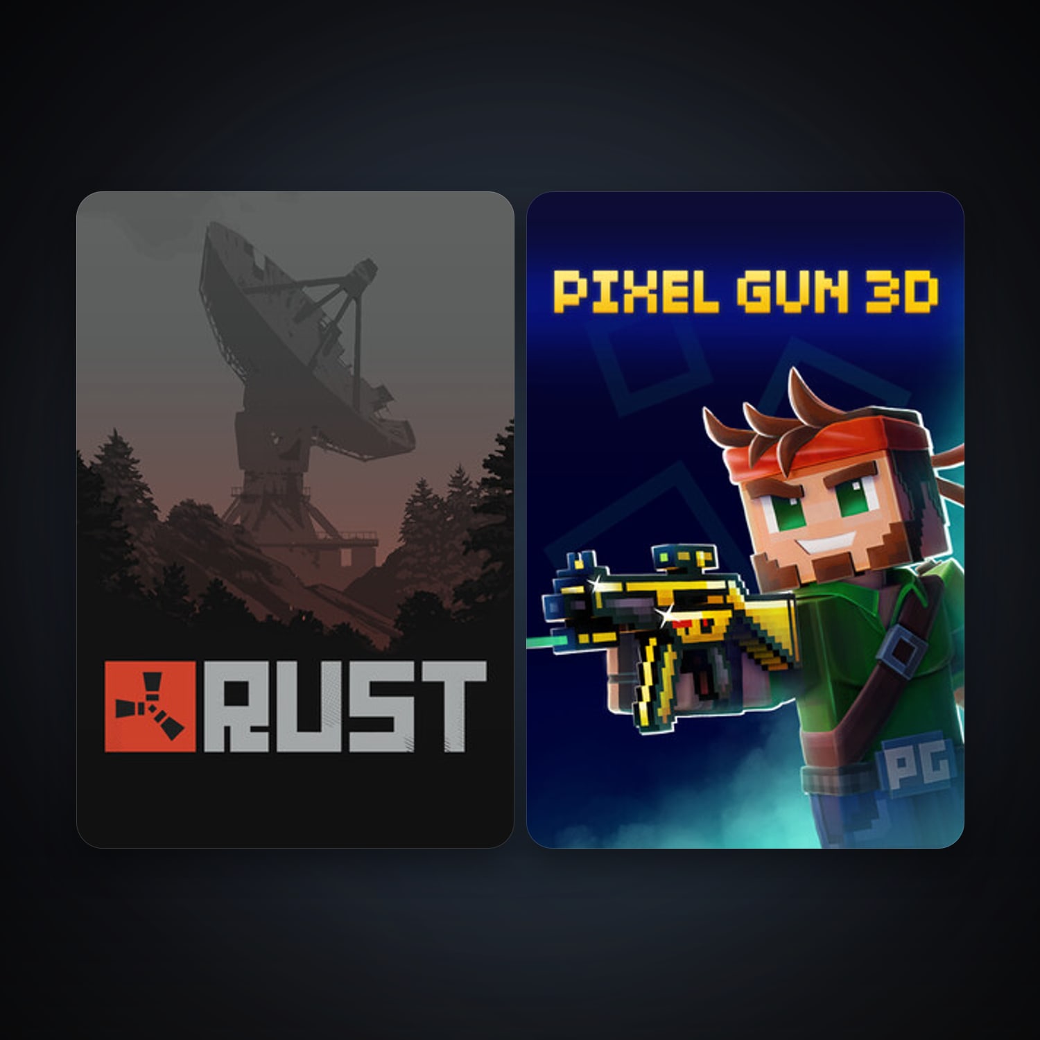 Rust + Pixel Gun 3D: PC Edition, 3 games, clean — HabibiAccounts