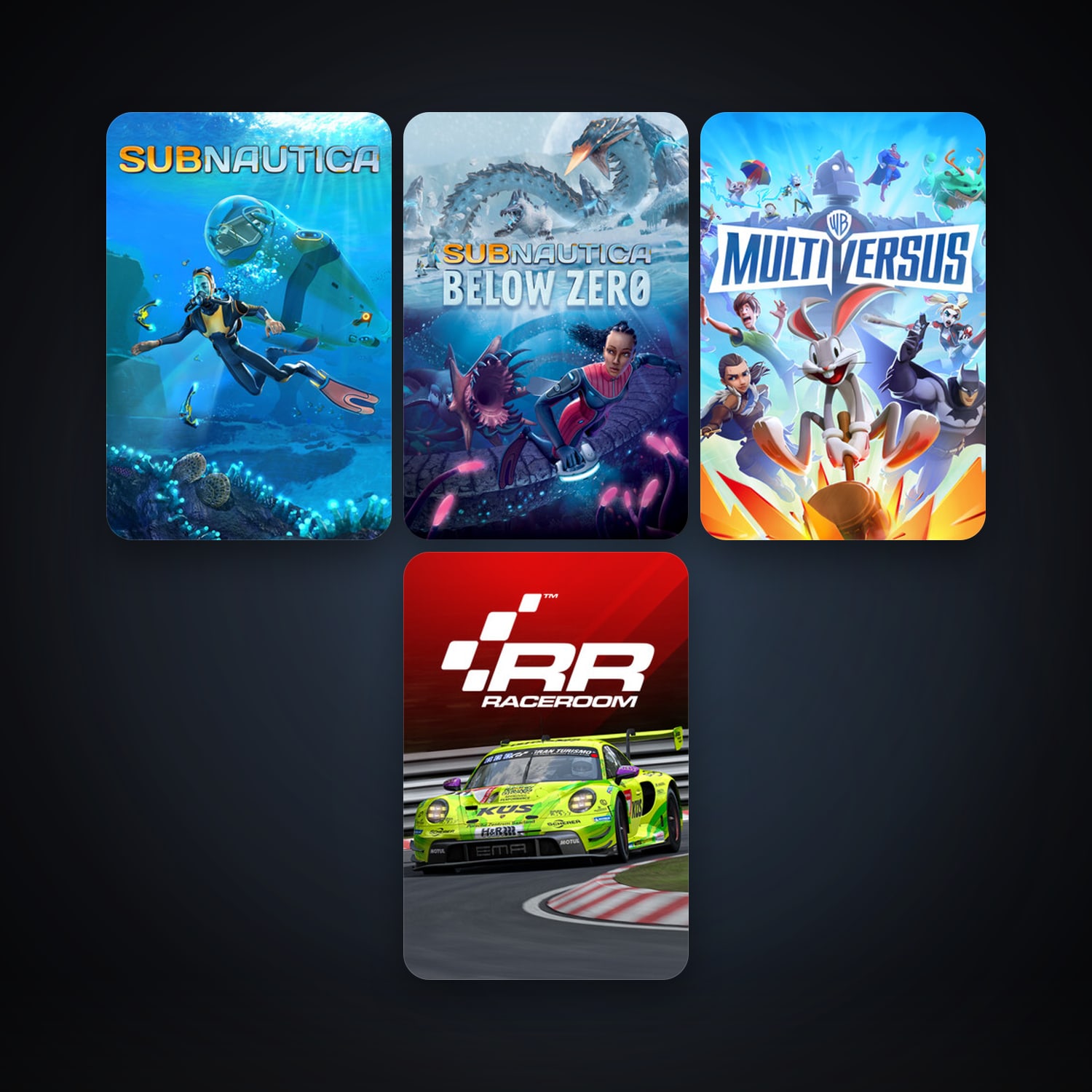RaceRoom Racing Experience + Subnautica, 7 games, clean — HabibiAccounts