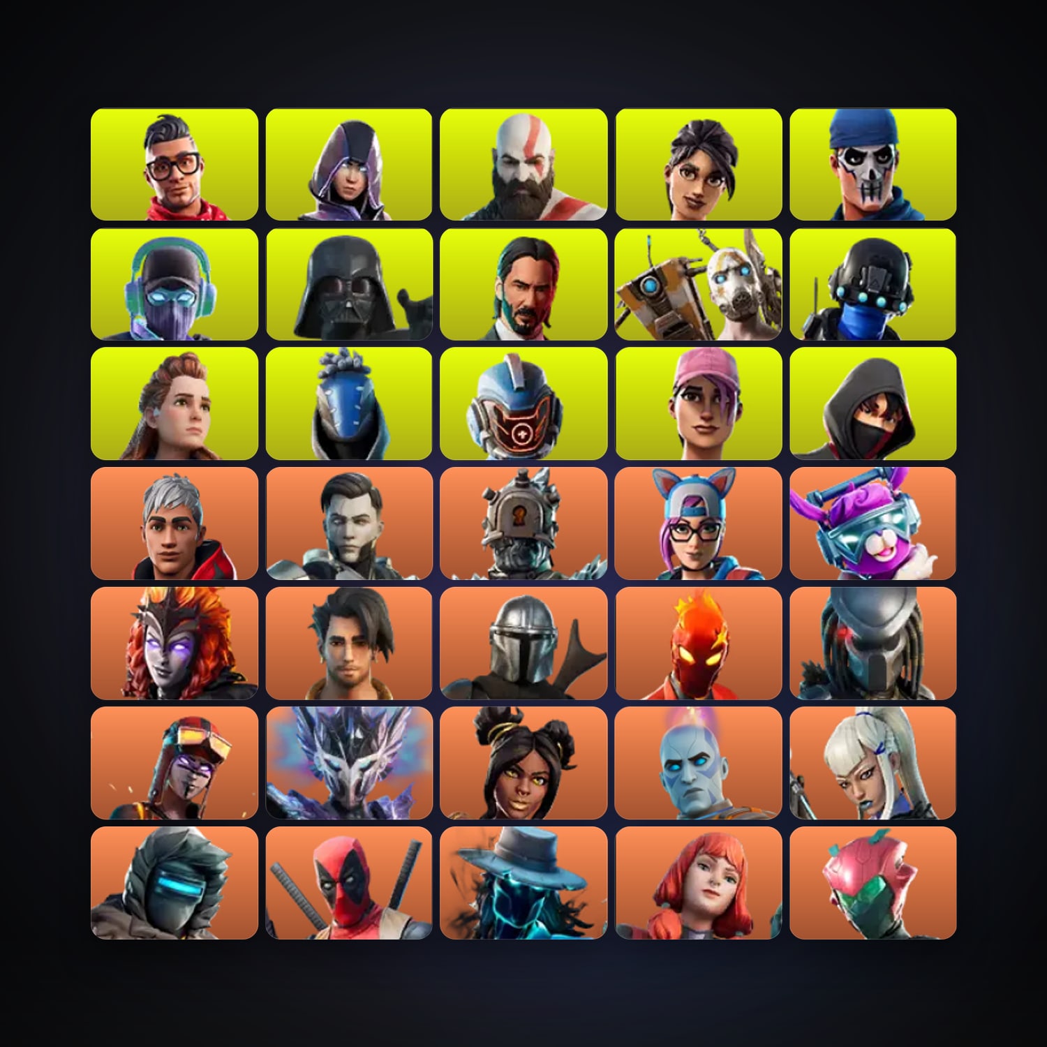 Fortnite locker — 643 skins — 150 V-Bucks — lvl 4180 — HabibiAccounts