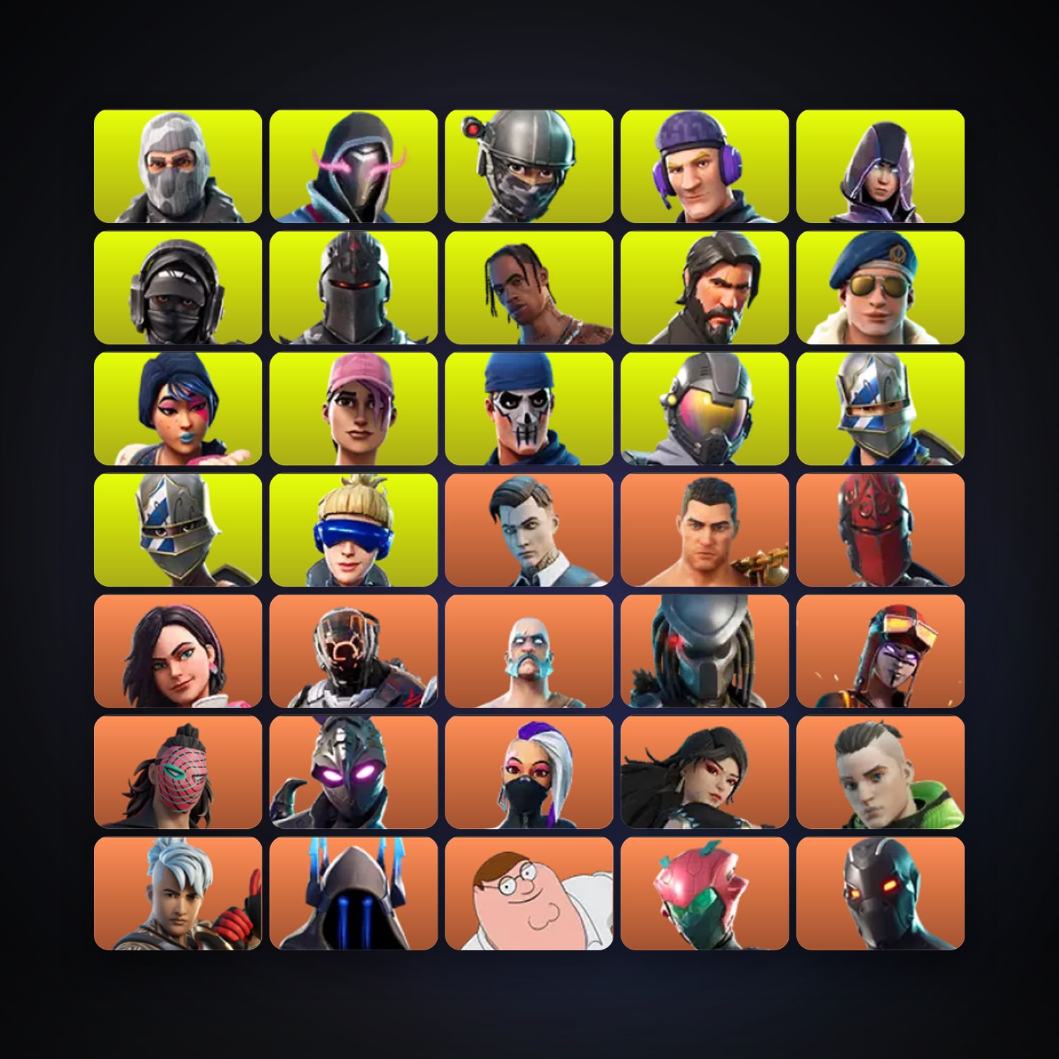 Fortnite locker — 287 skins — 1.3K V-Bucks — lvl 2629 — HabibiAccounts