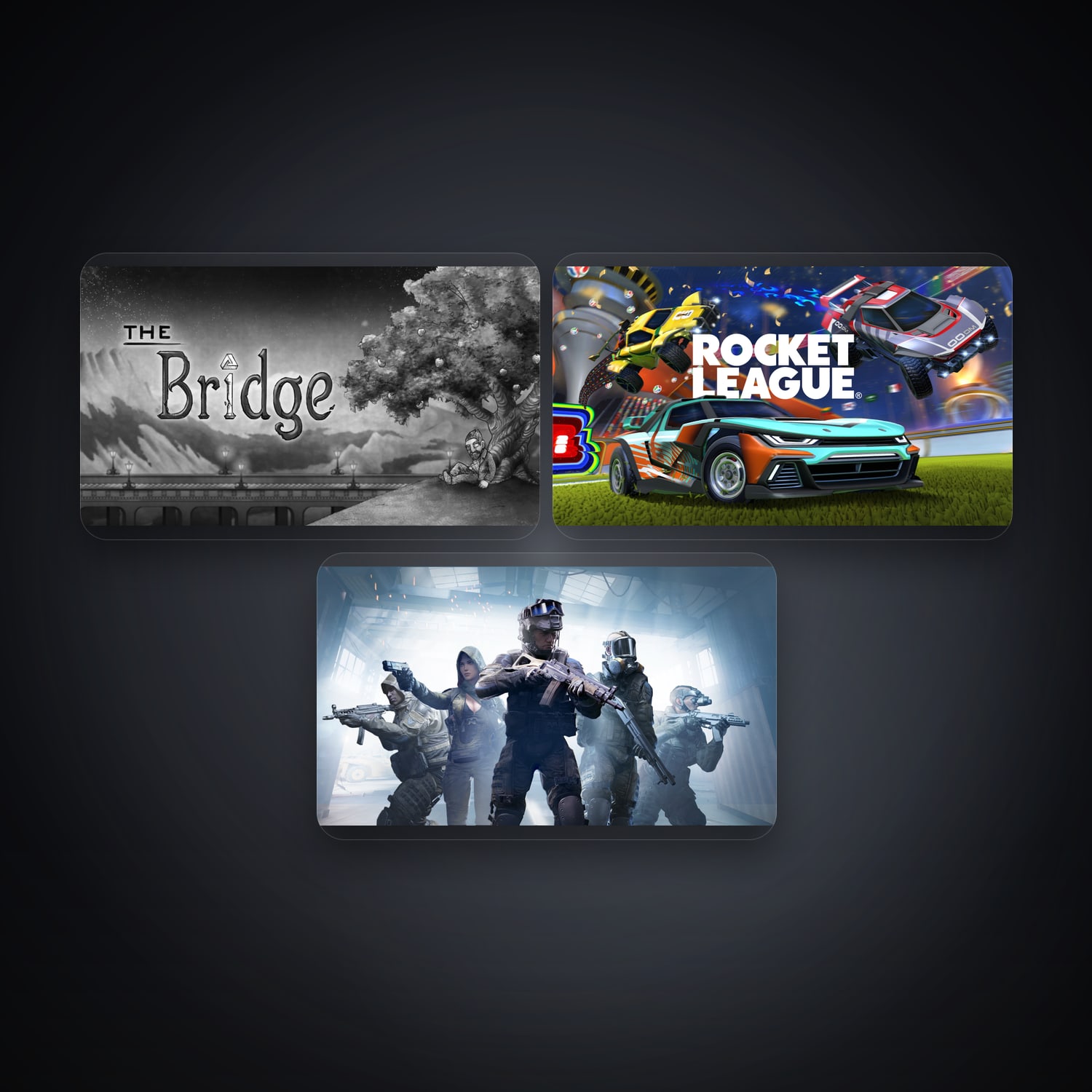 هالحساب إبك فيه The Bridge وRocket League، US، 3 ألعاب — HabibiAccounts