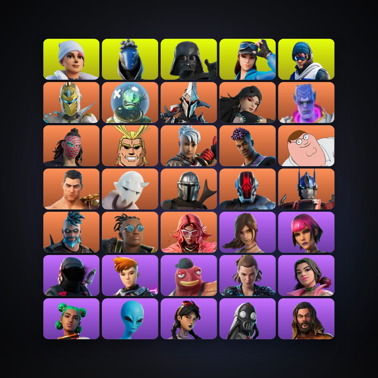 Fortnite locker — 212 skins — 400 V-Bucks — lvl 3709 — HabibiAccounts