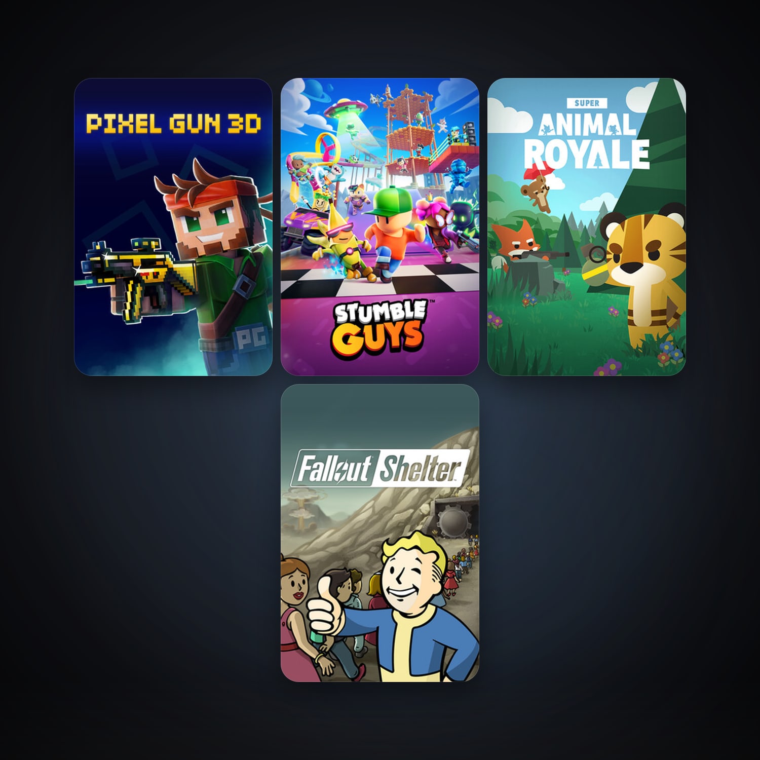 Fallout Shelter + Super Animal Royale, 10 games, clean — HabibiAccounts